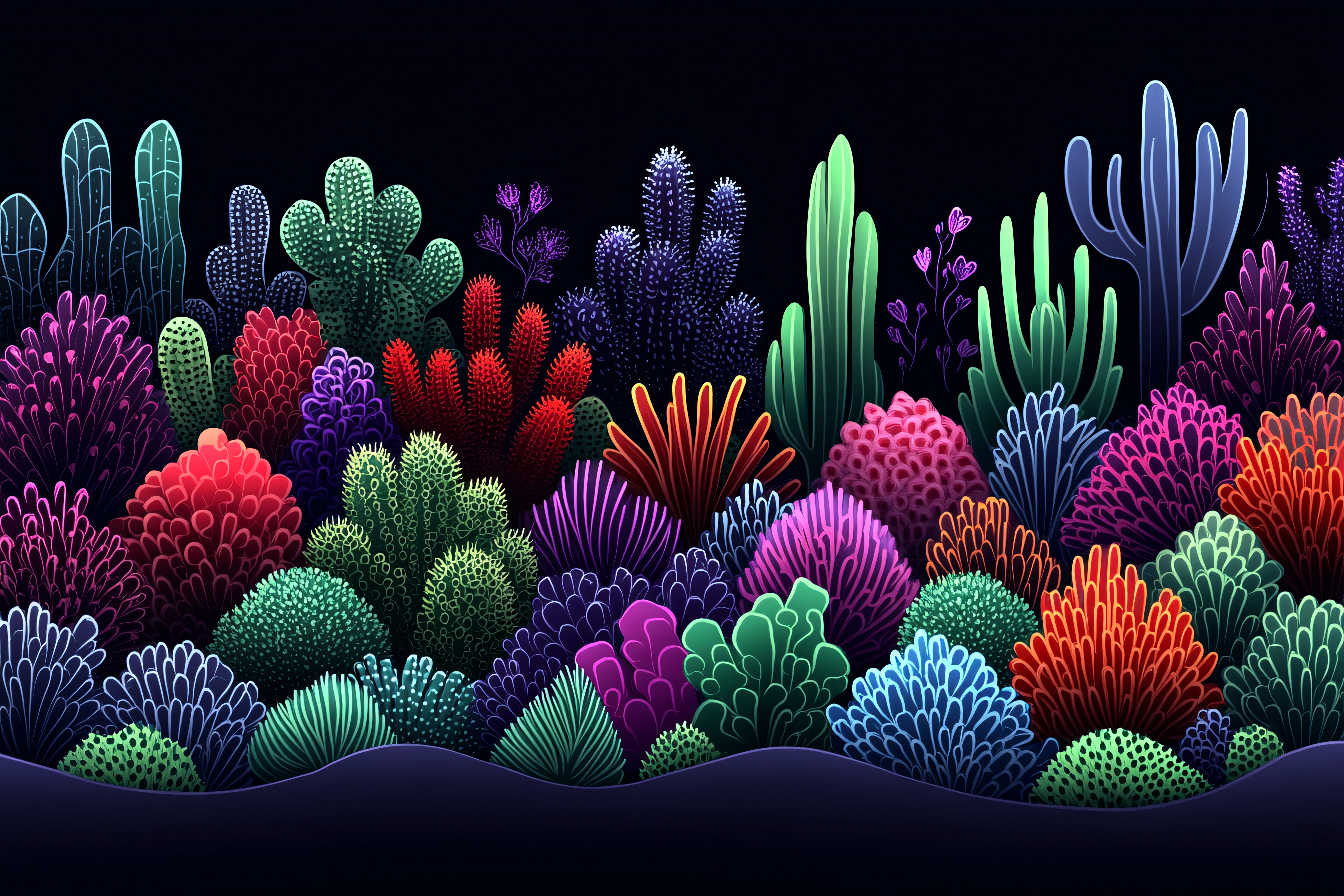 Colorful Cactus and Coral Garden