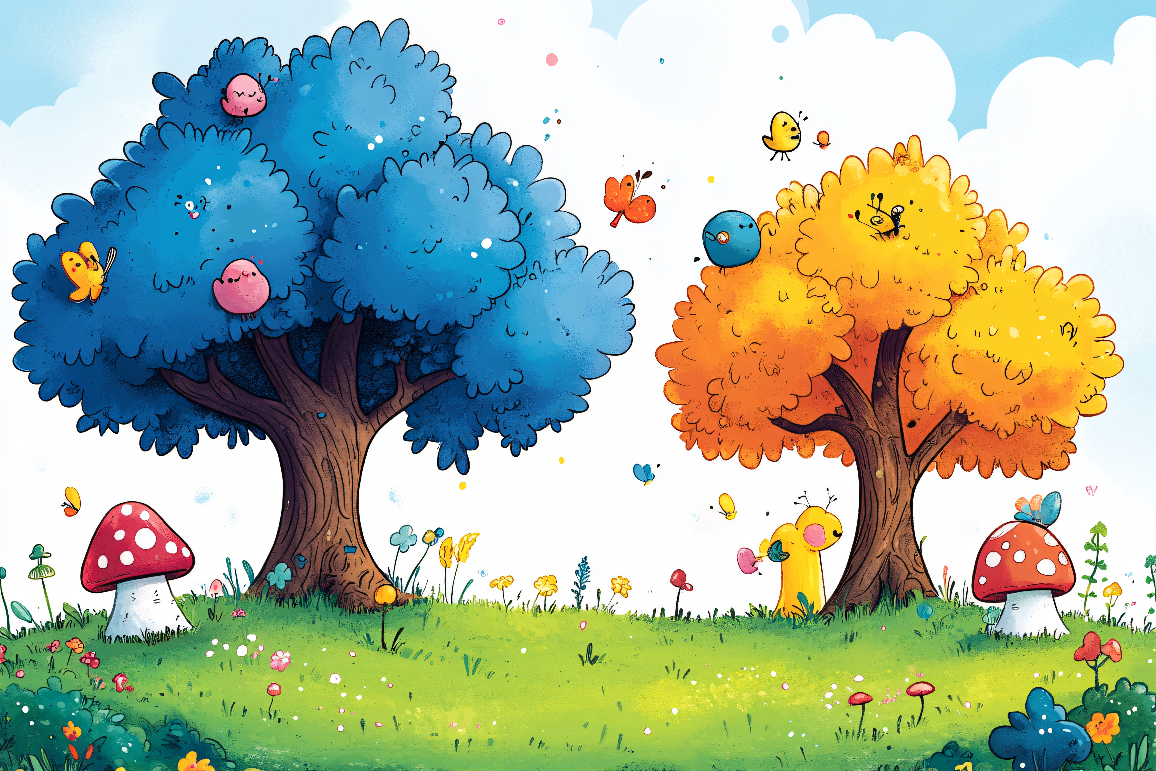 Colorful Cartoon Forest Scene