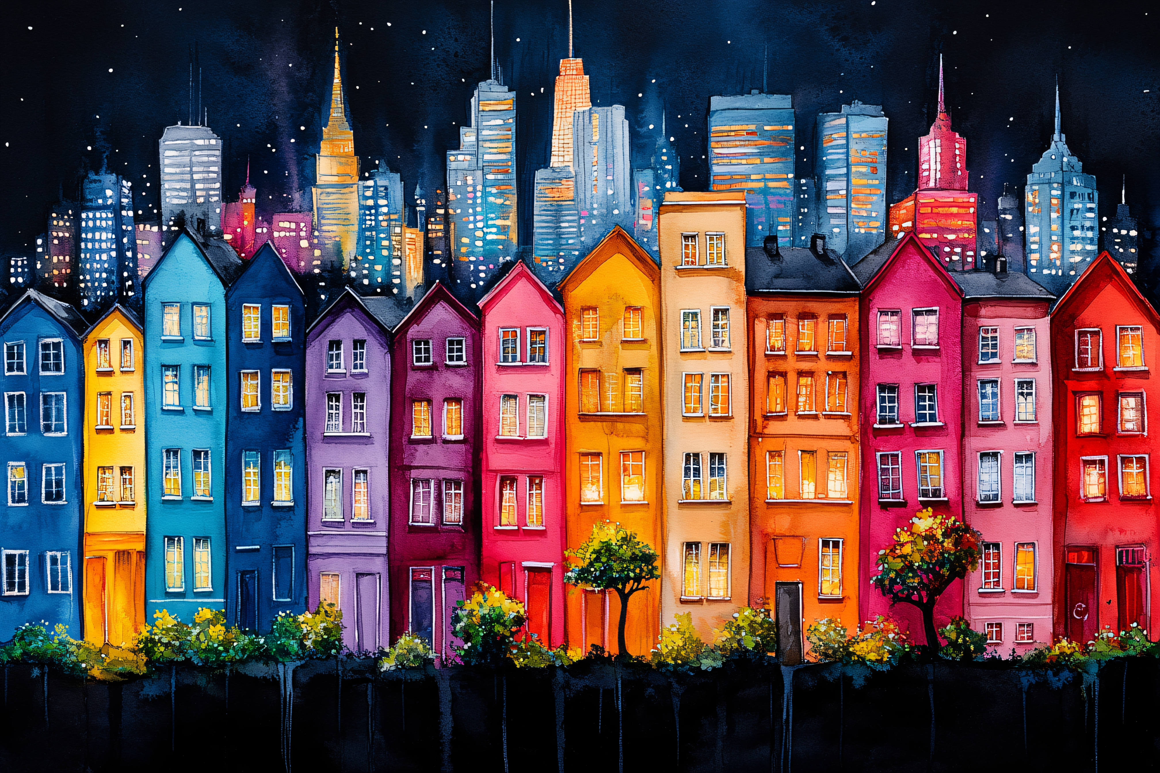 Colorful Cityscape At Night