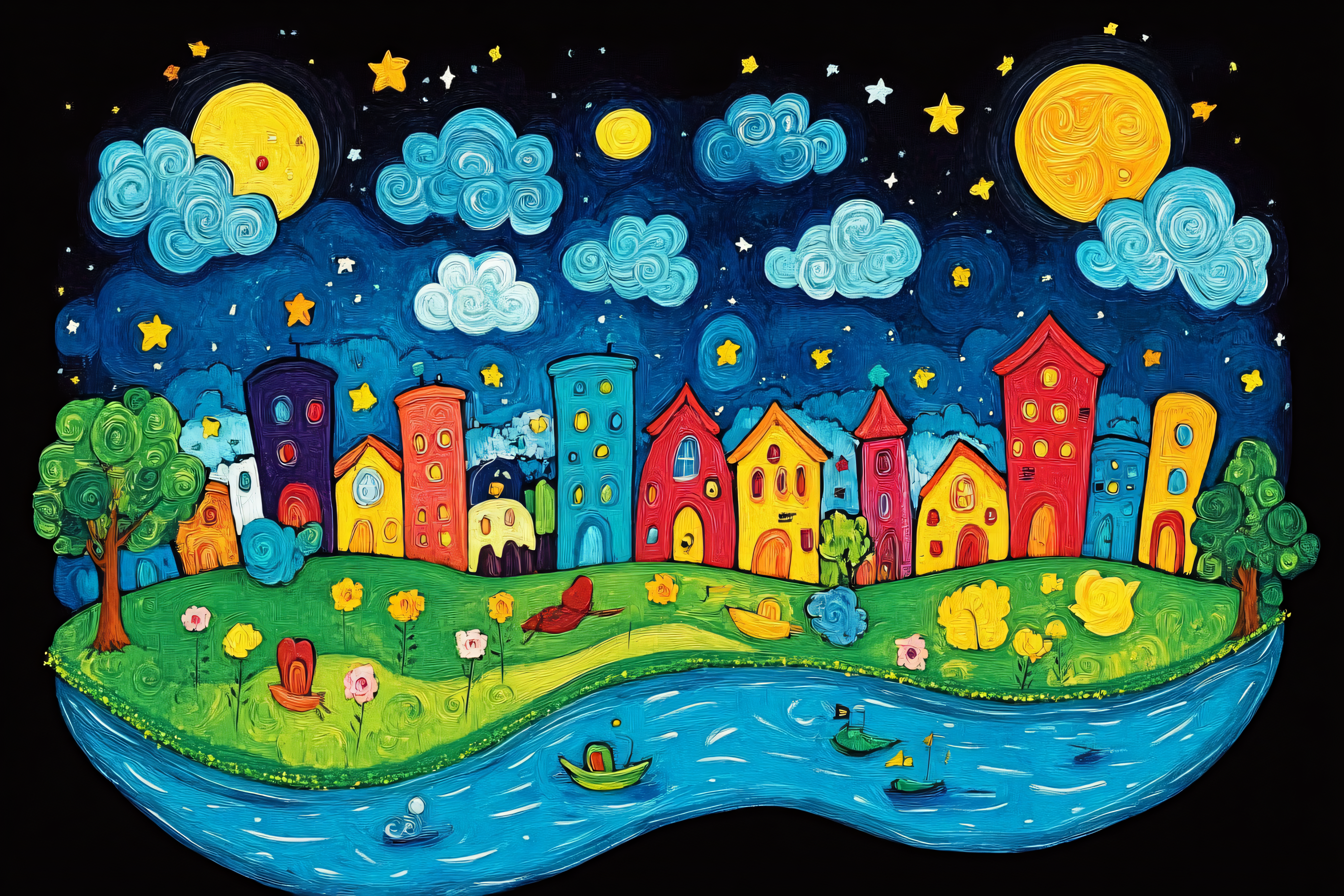 Colorful Cityscape At Night