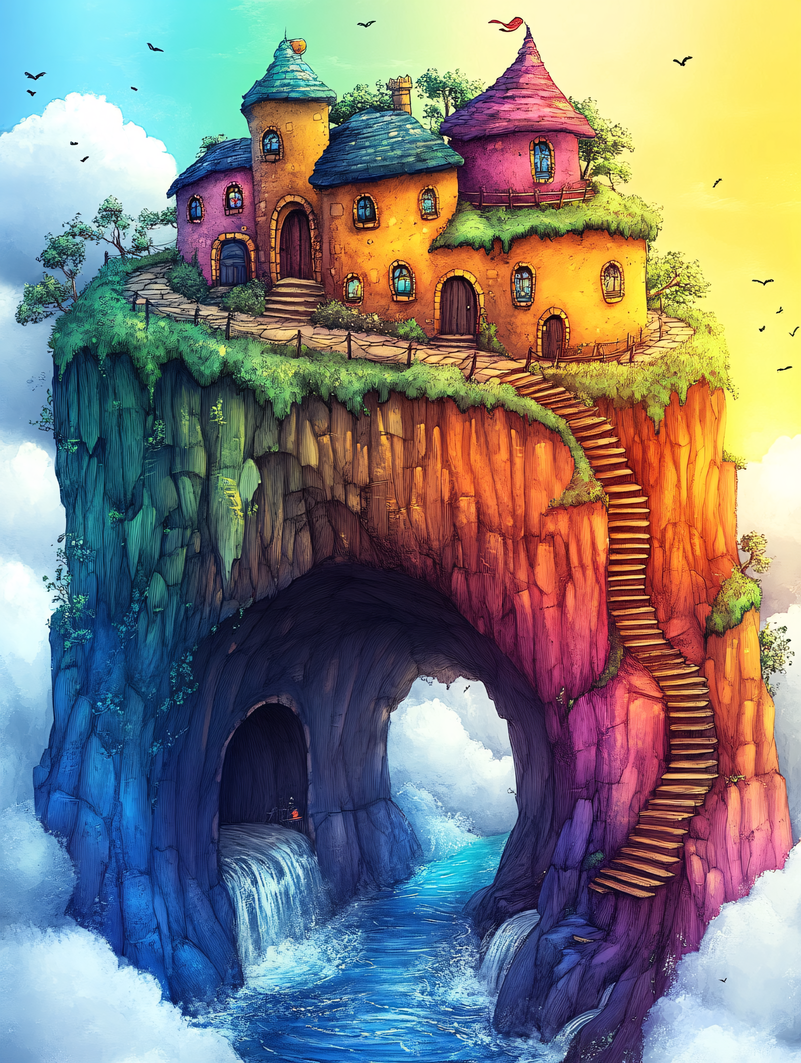 Colorful Cliffside Village