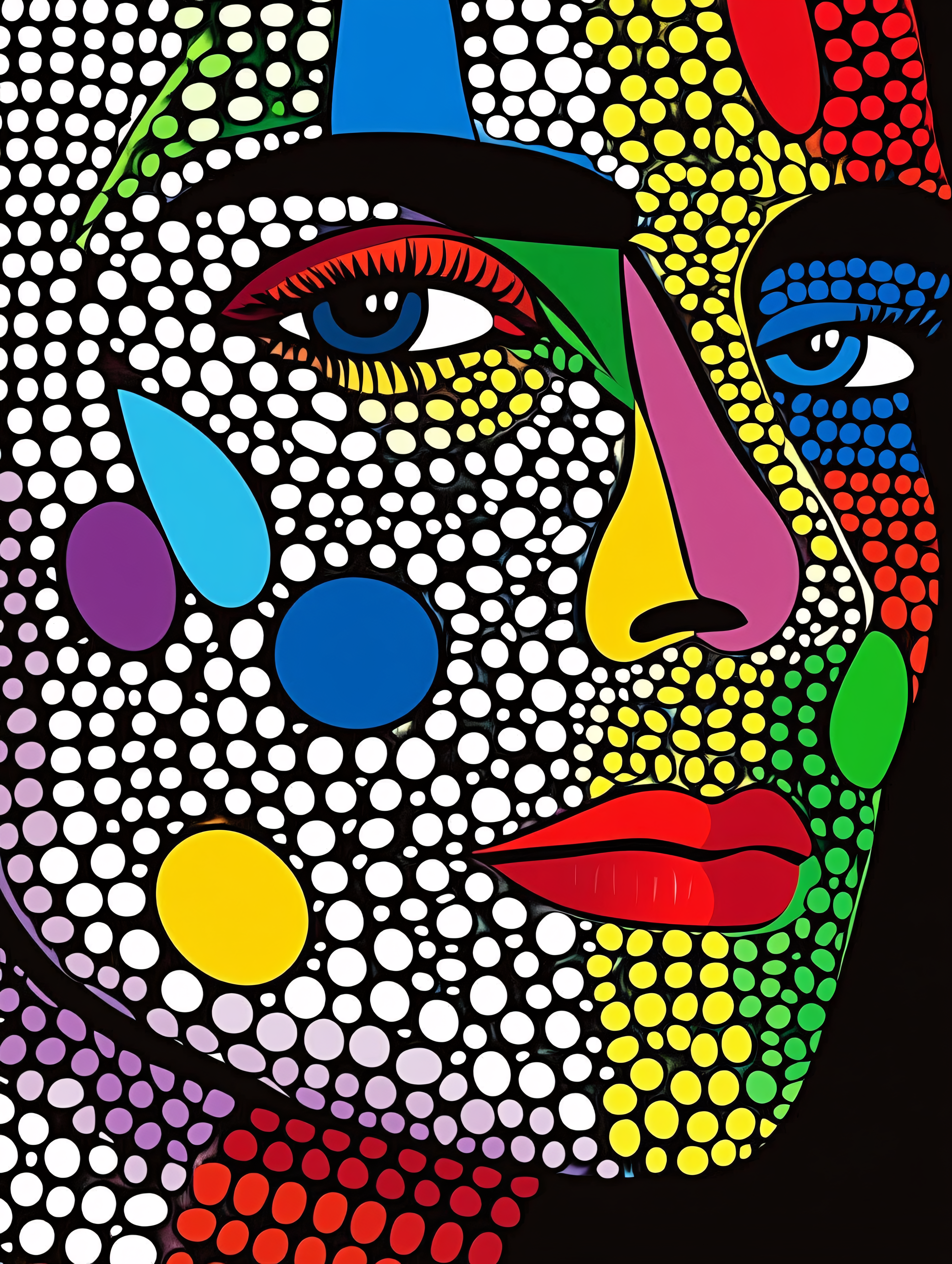 Colorful Dotted Face Portrait