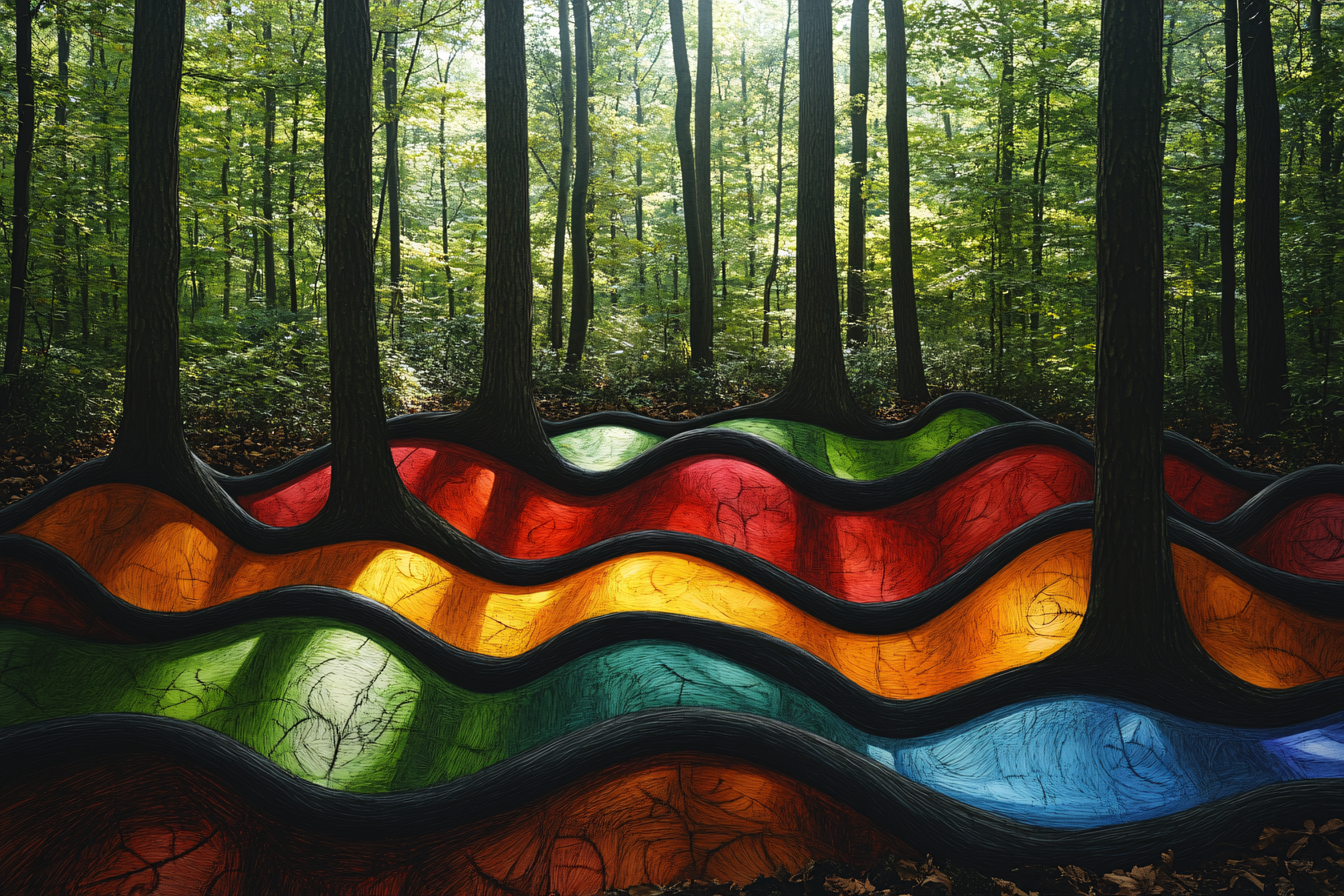 Colorful Forest Floor Waves