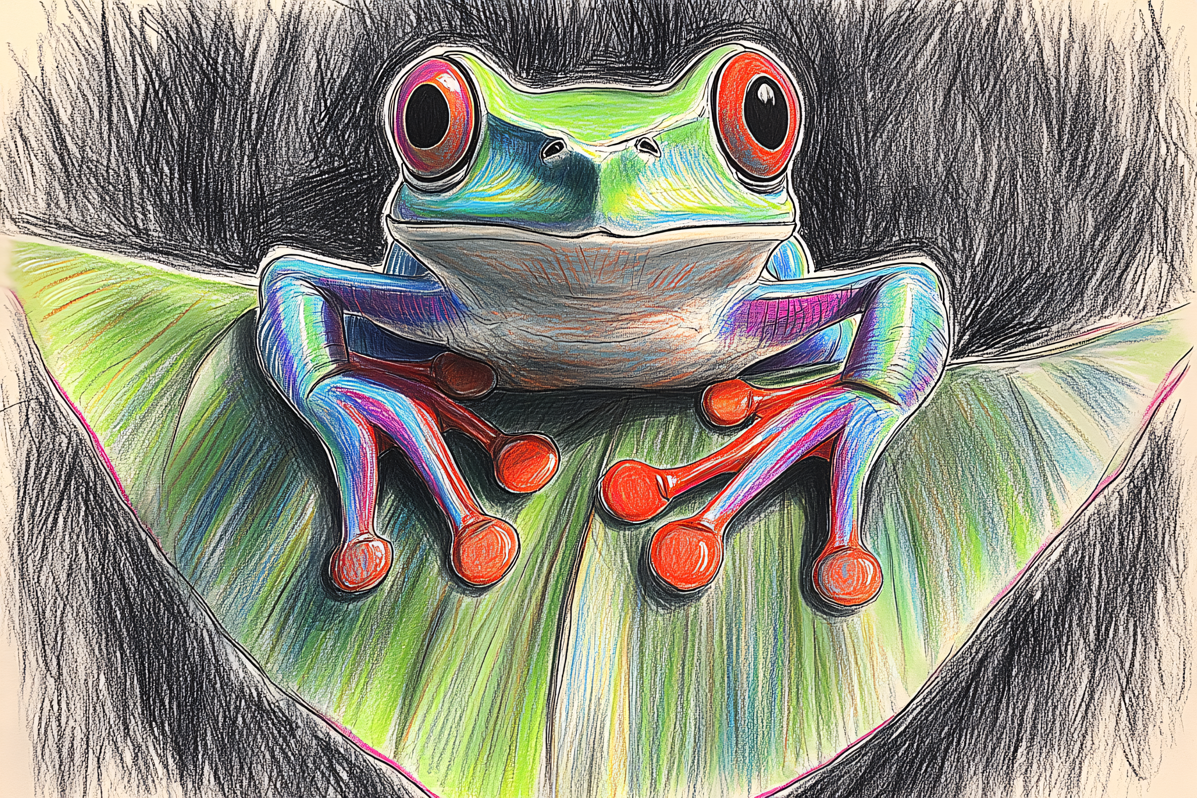 Colorful Frog On A Leaf