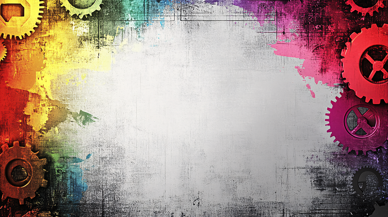 Colorful Gears On Grunge Background
