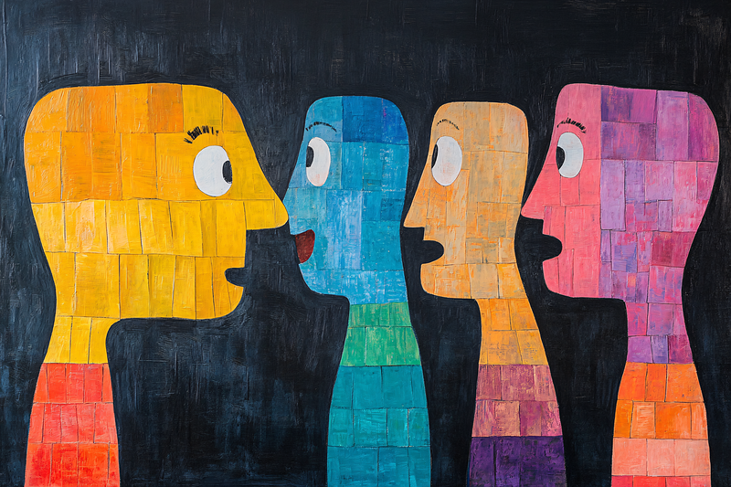 Colorful Heads in Profile