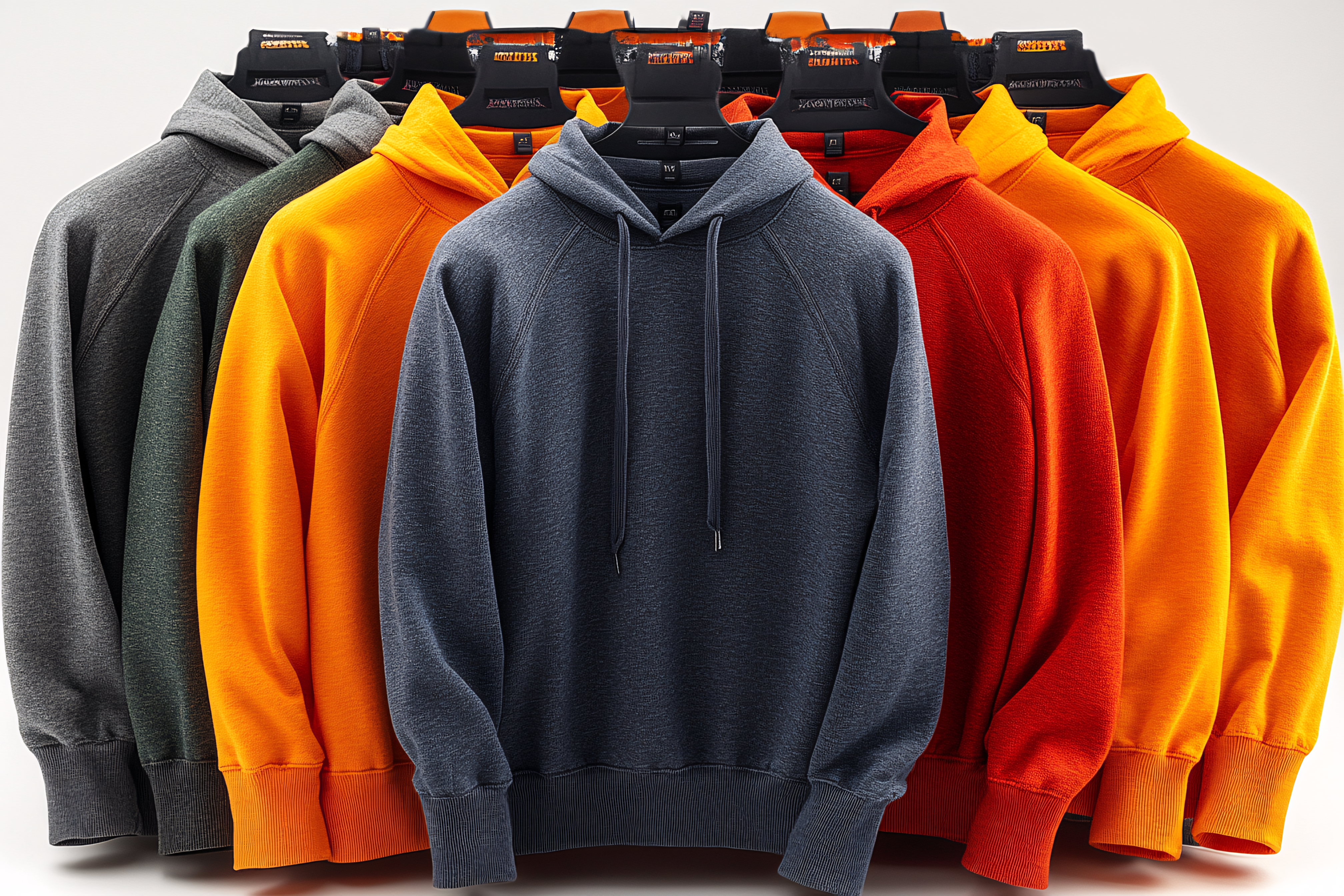 Colorful Hoodies On Hangers