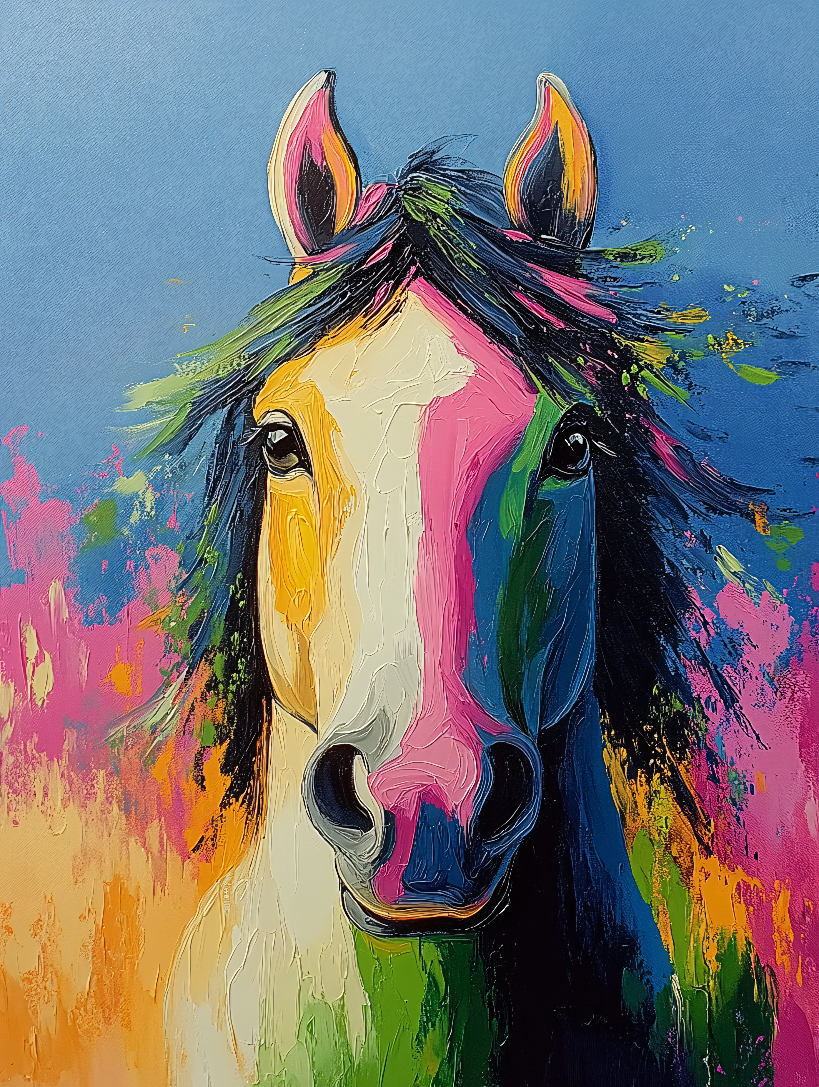 Colorful Horse Head Portrait