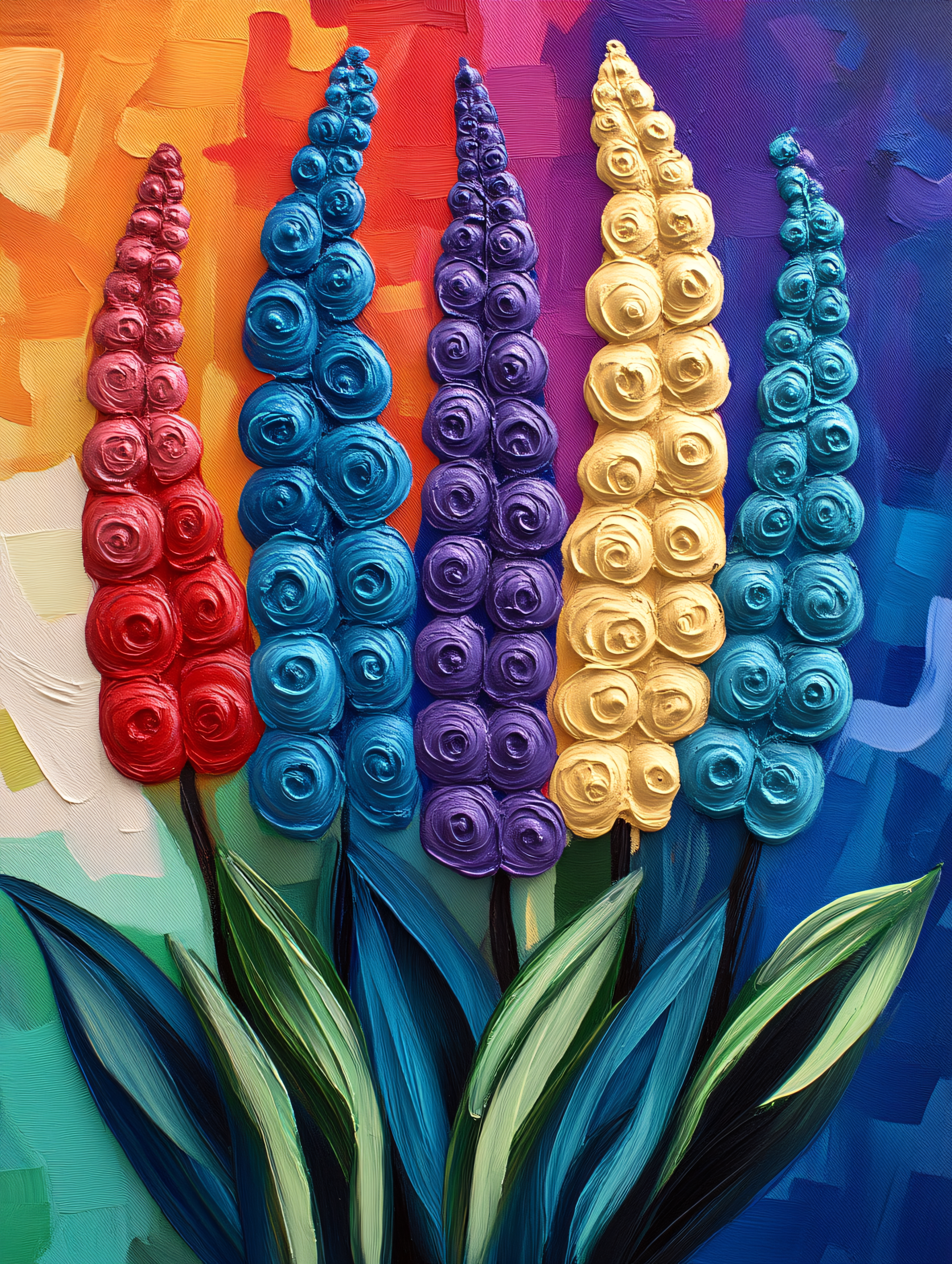 Colorful Hyacinth Flowers Painting
