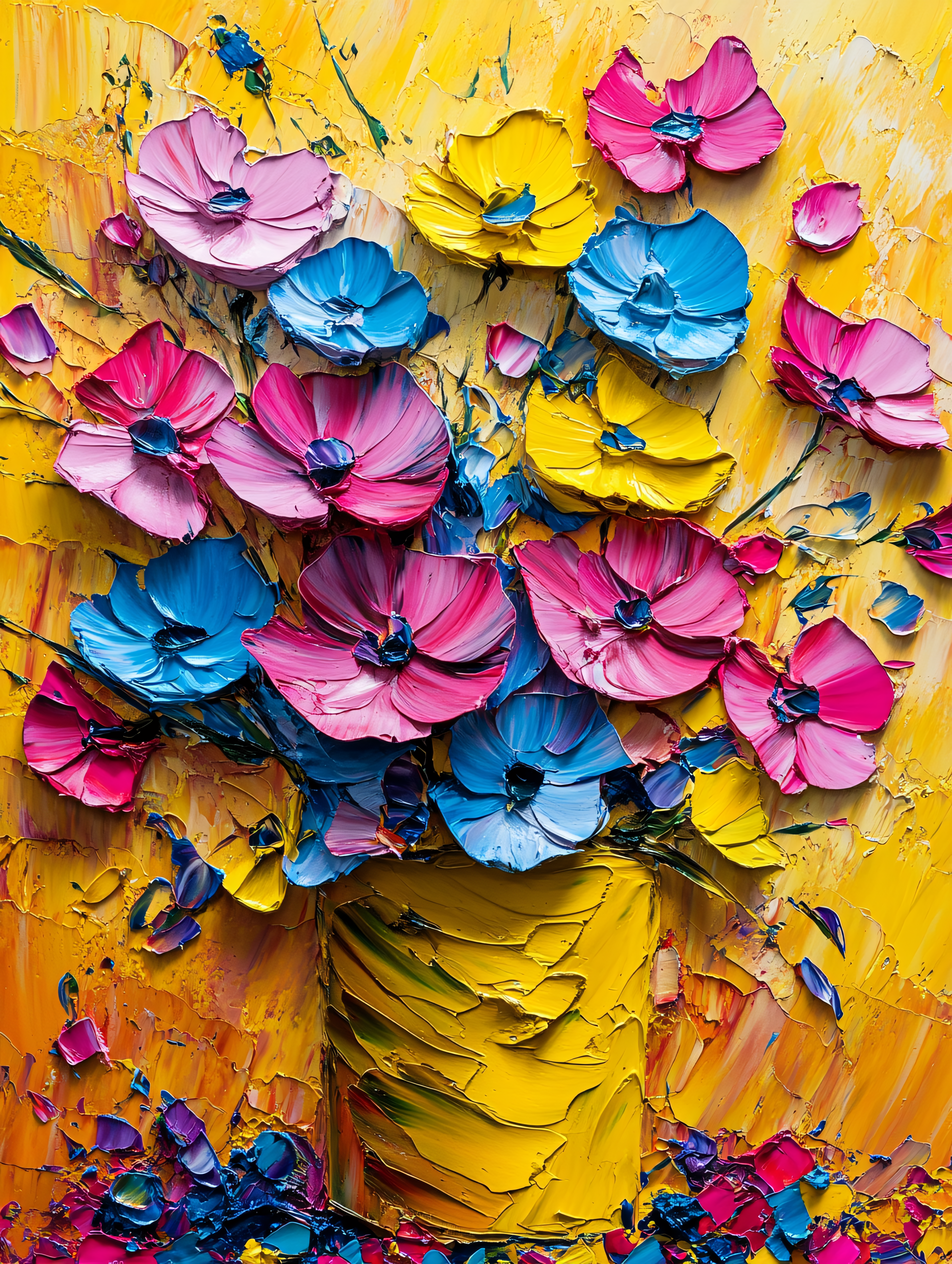 Colorful Impasto Flower Painting