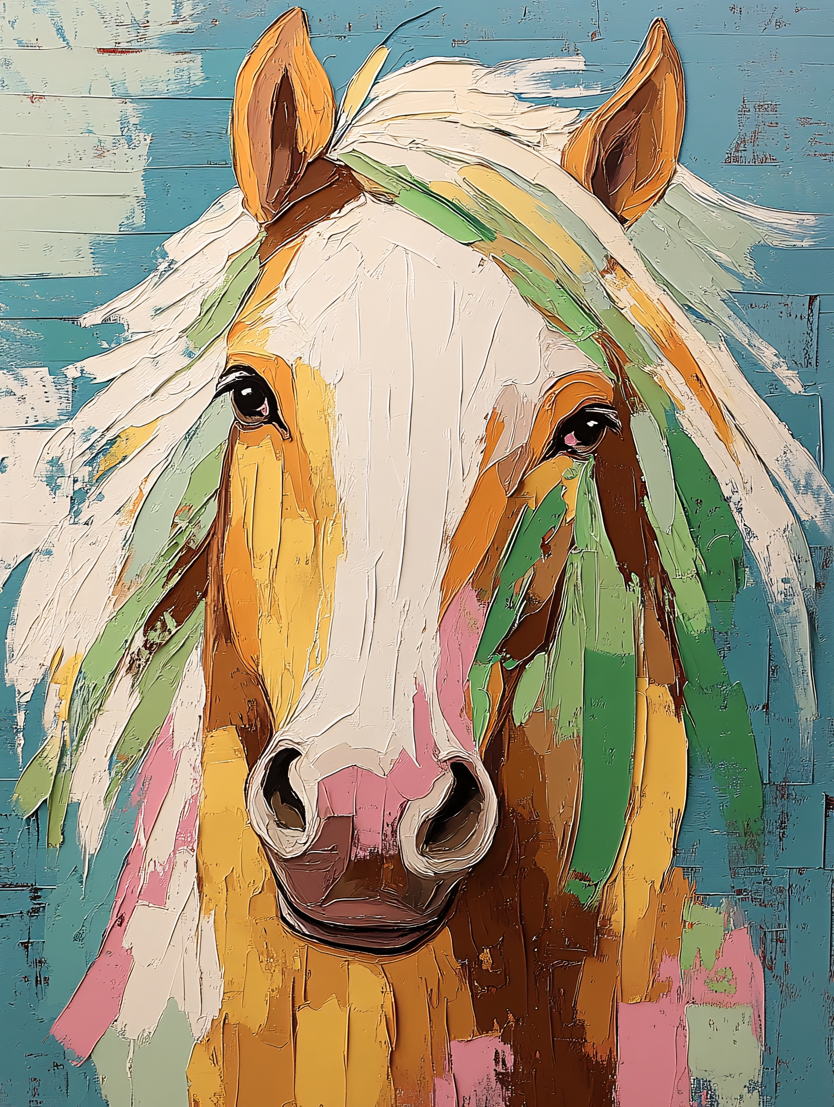 Colorful Impasto Horse Portrait