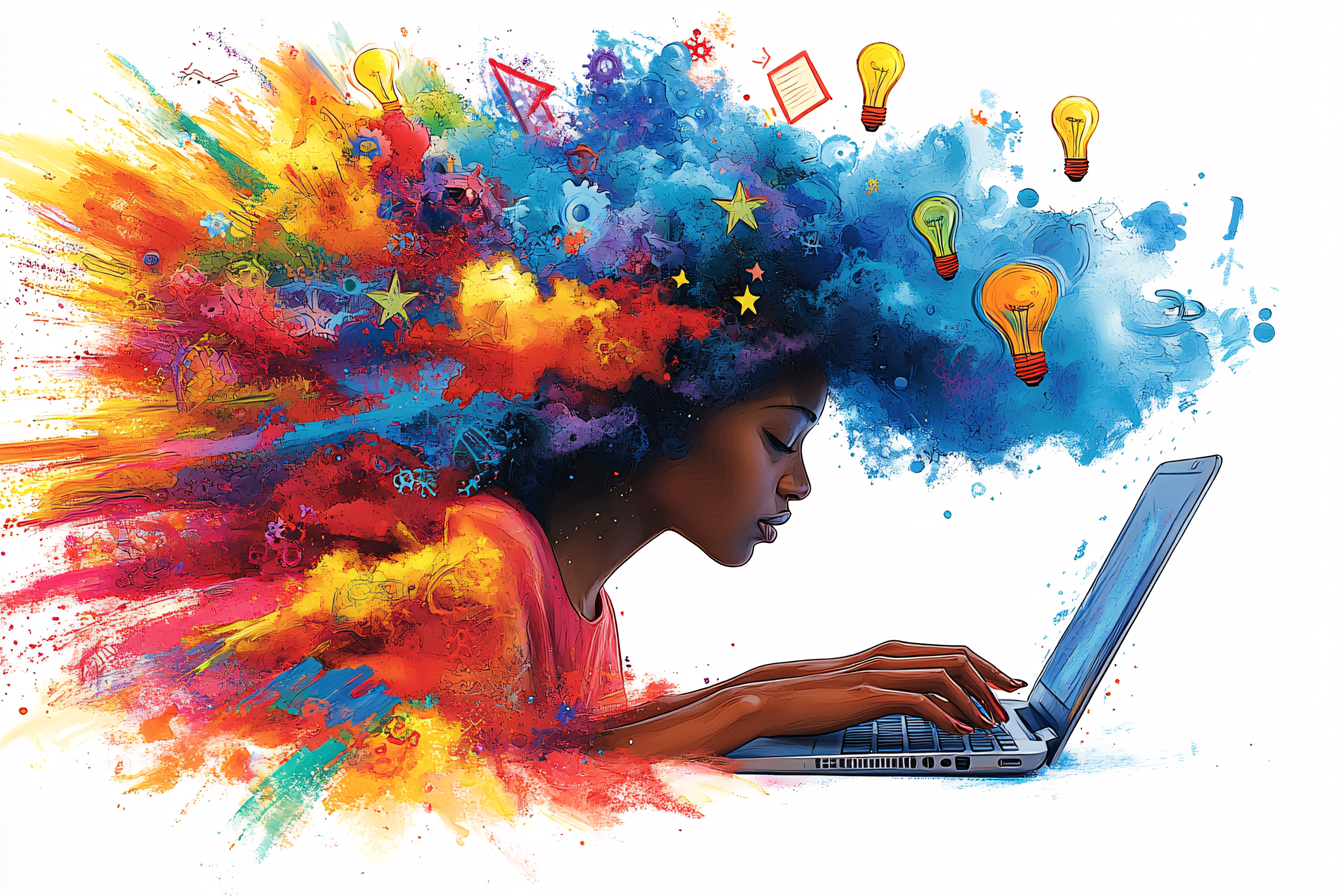 Colorful Mind Working Digitally