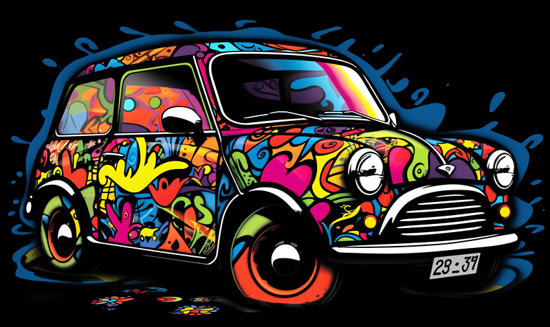 Colorful Mini Cooper Graffiti
