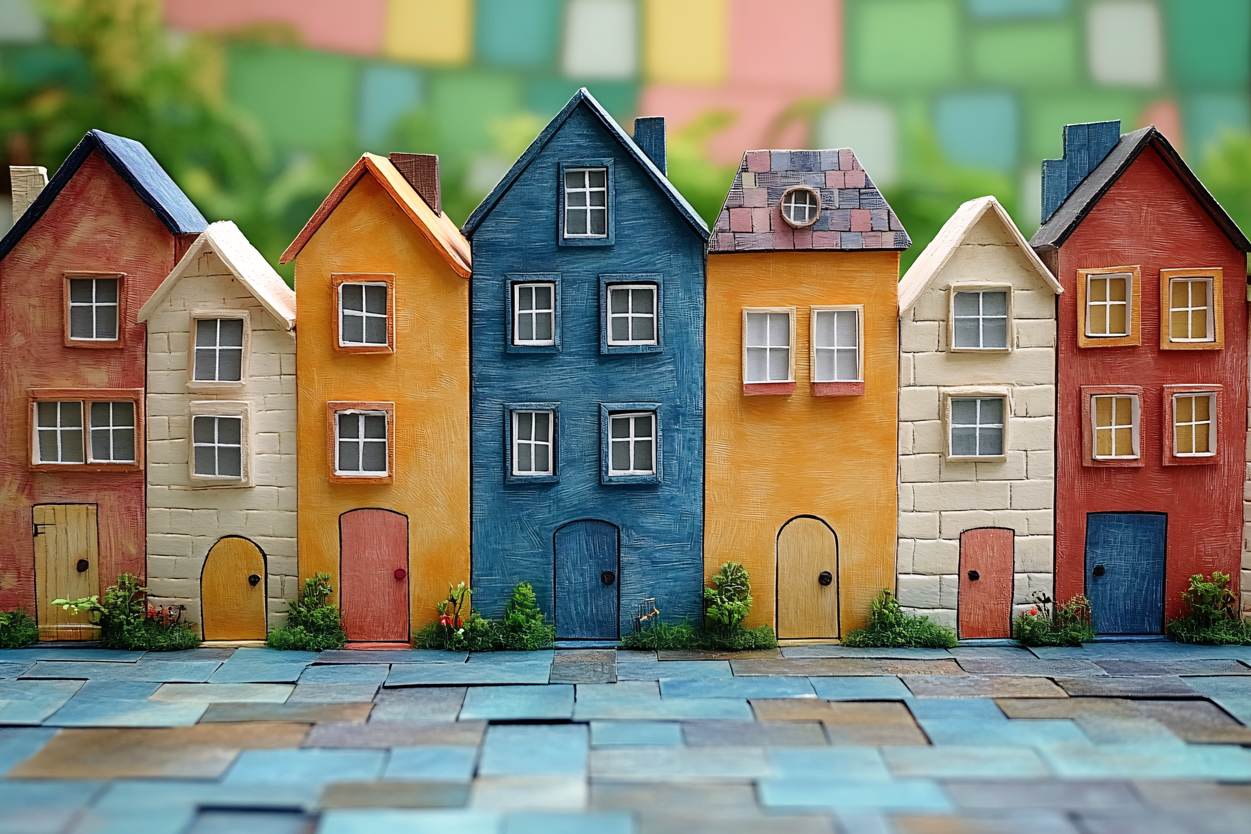 Colorful Miniature Houses Row
