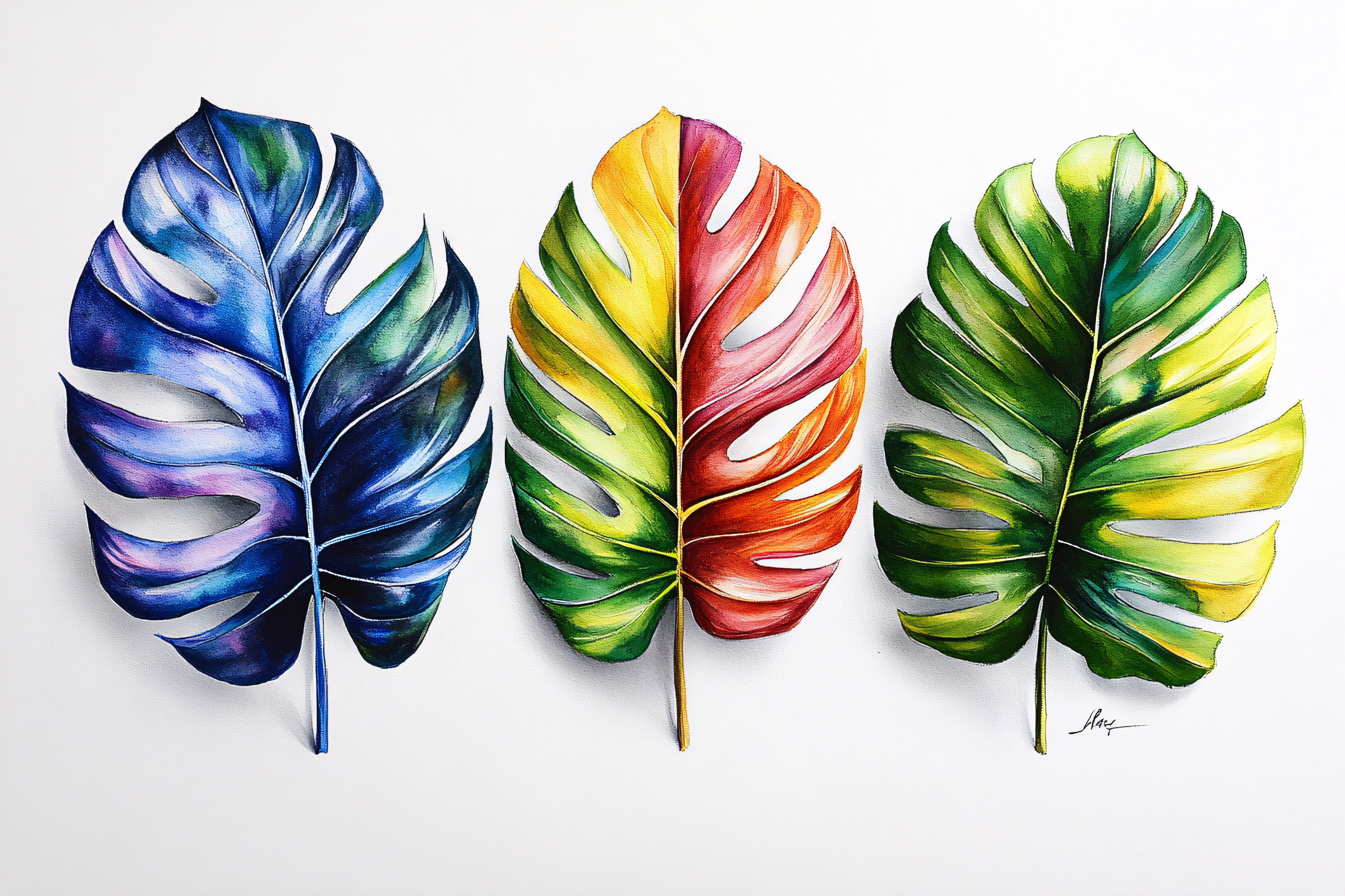 Colorful Monstera Leaves