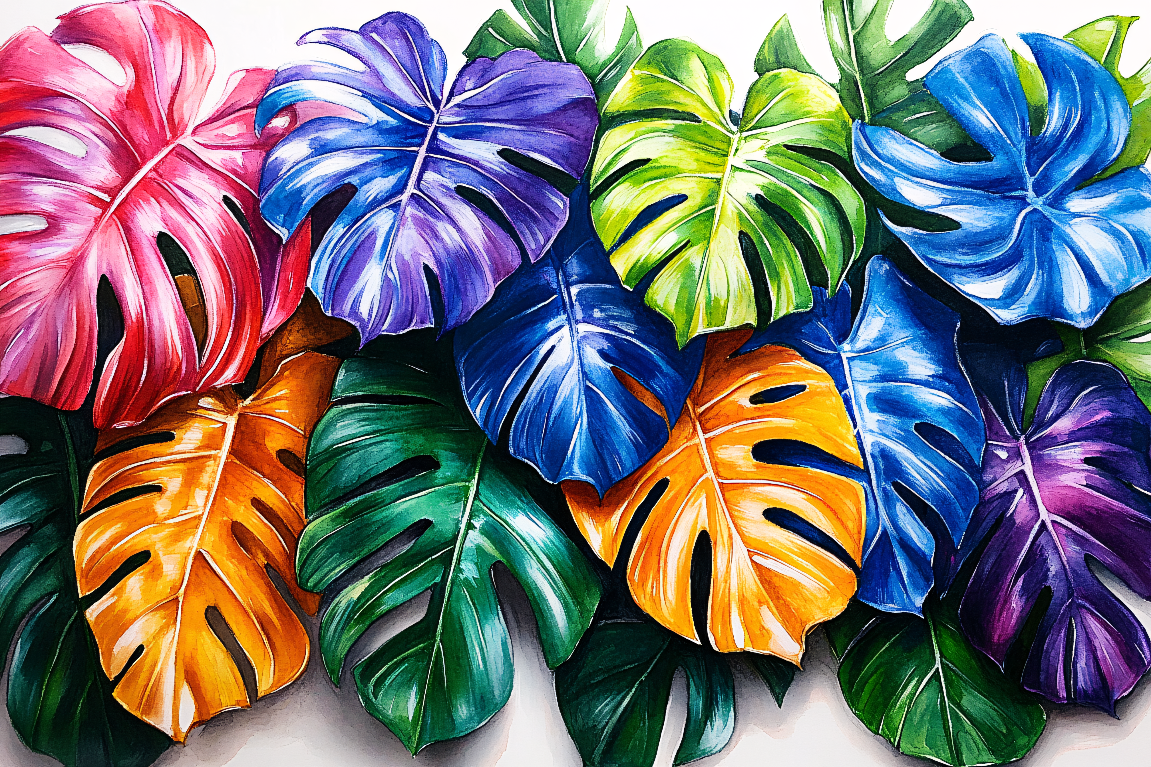 Colorful Monstera Leaves