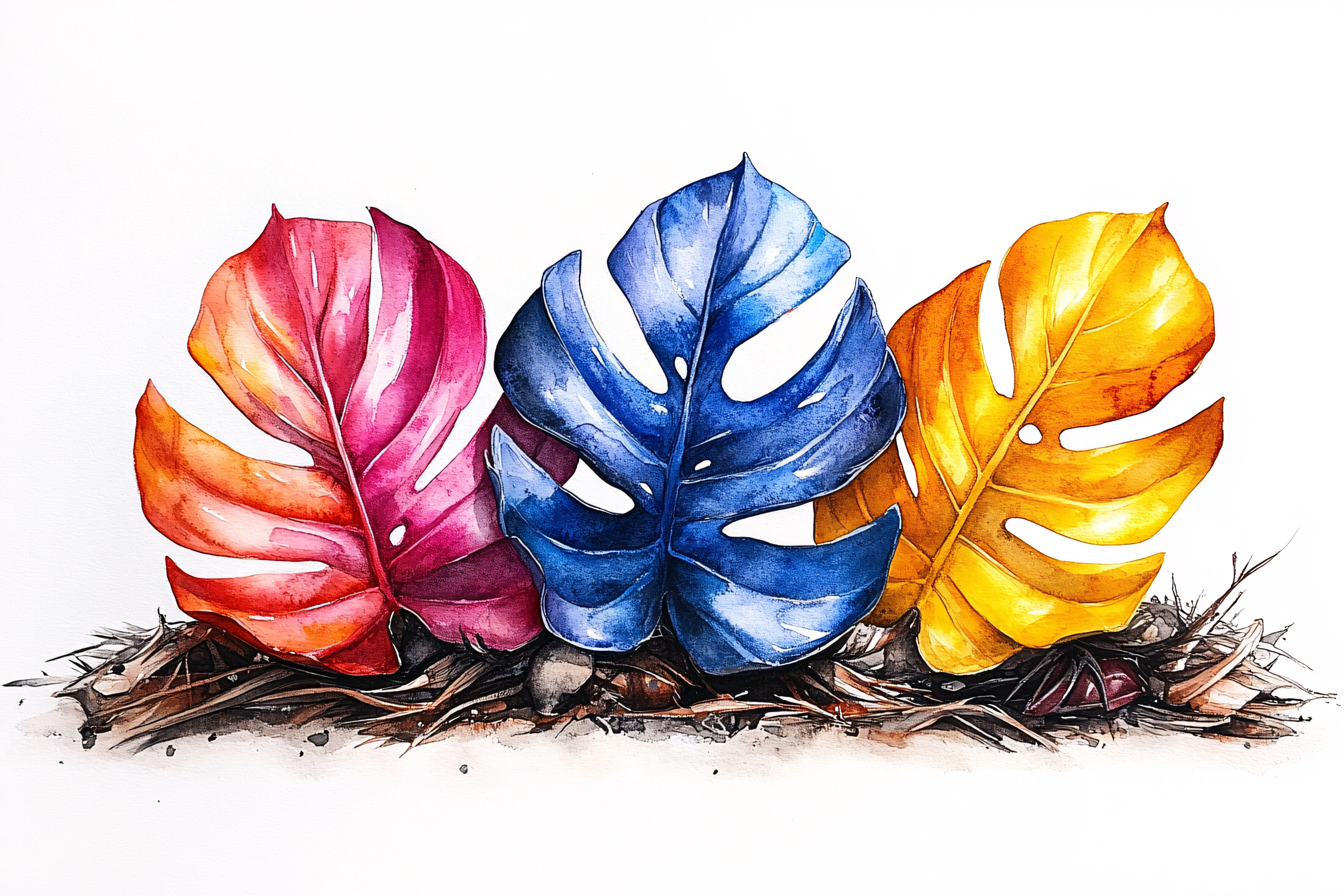 Colorful Monstera Leaves