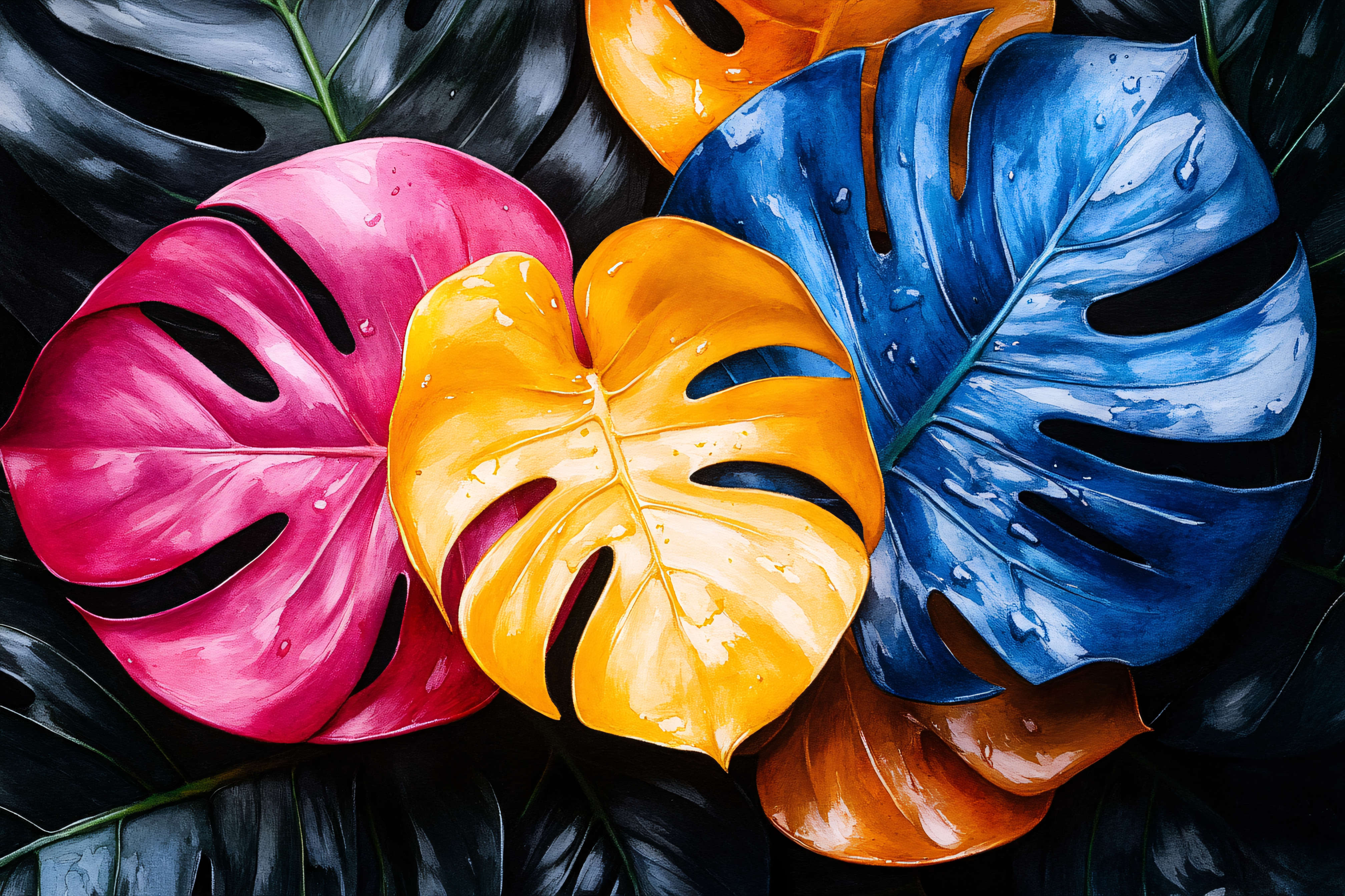 Colorful Monstera Leaves
