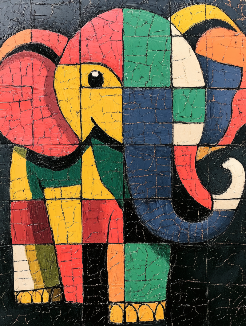Colorful Mosaic Elephant