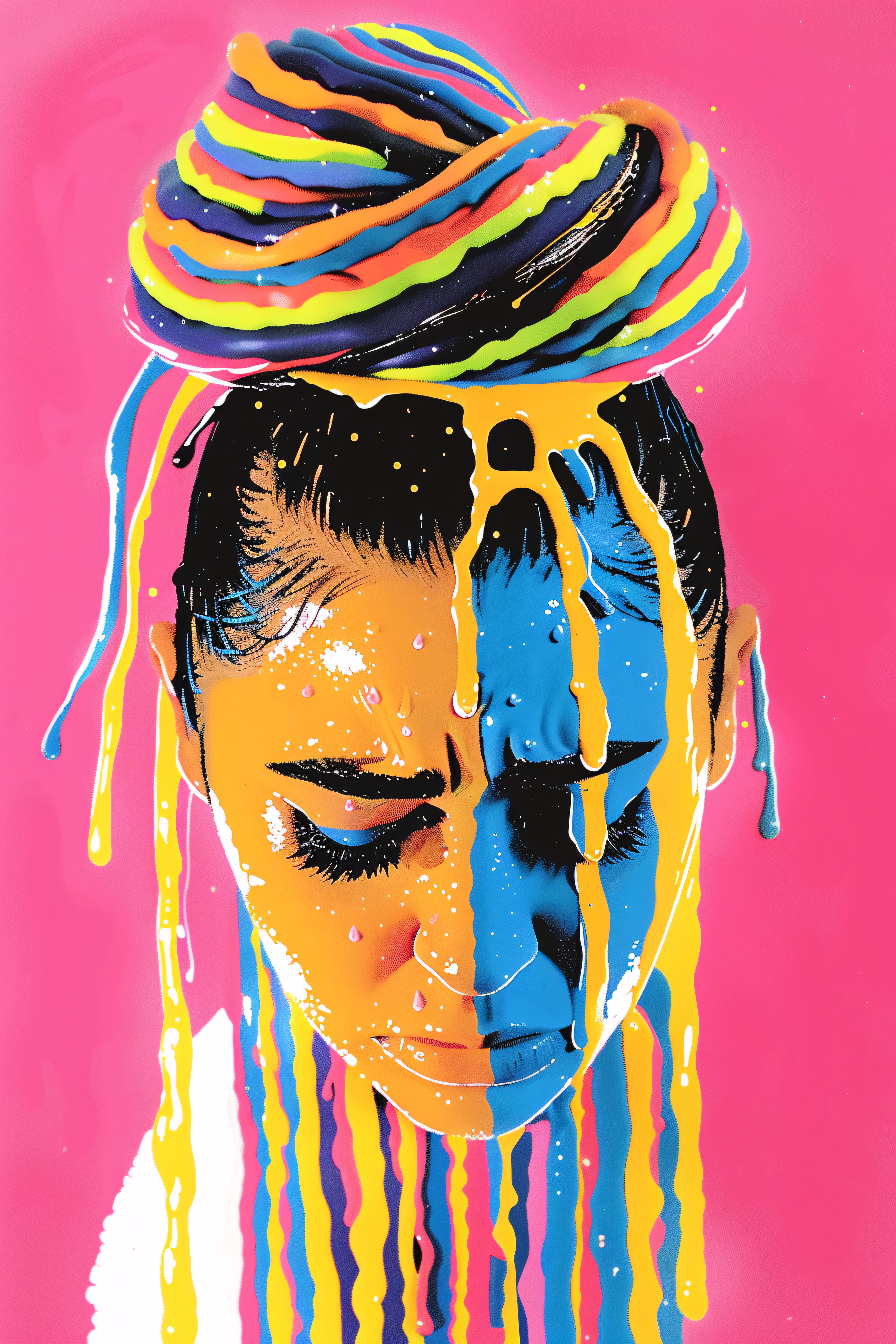Colorful Paint Dripping Portrait