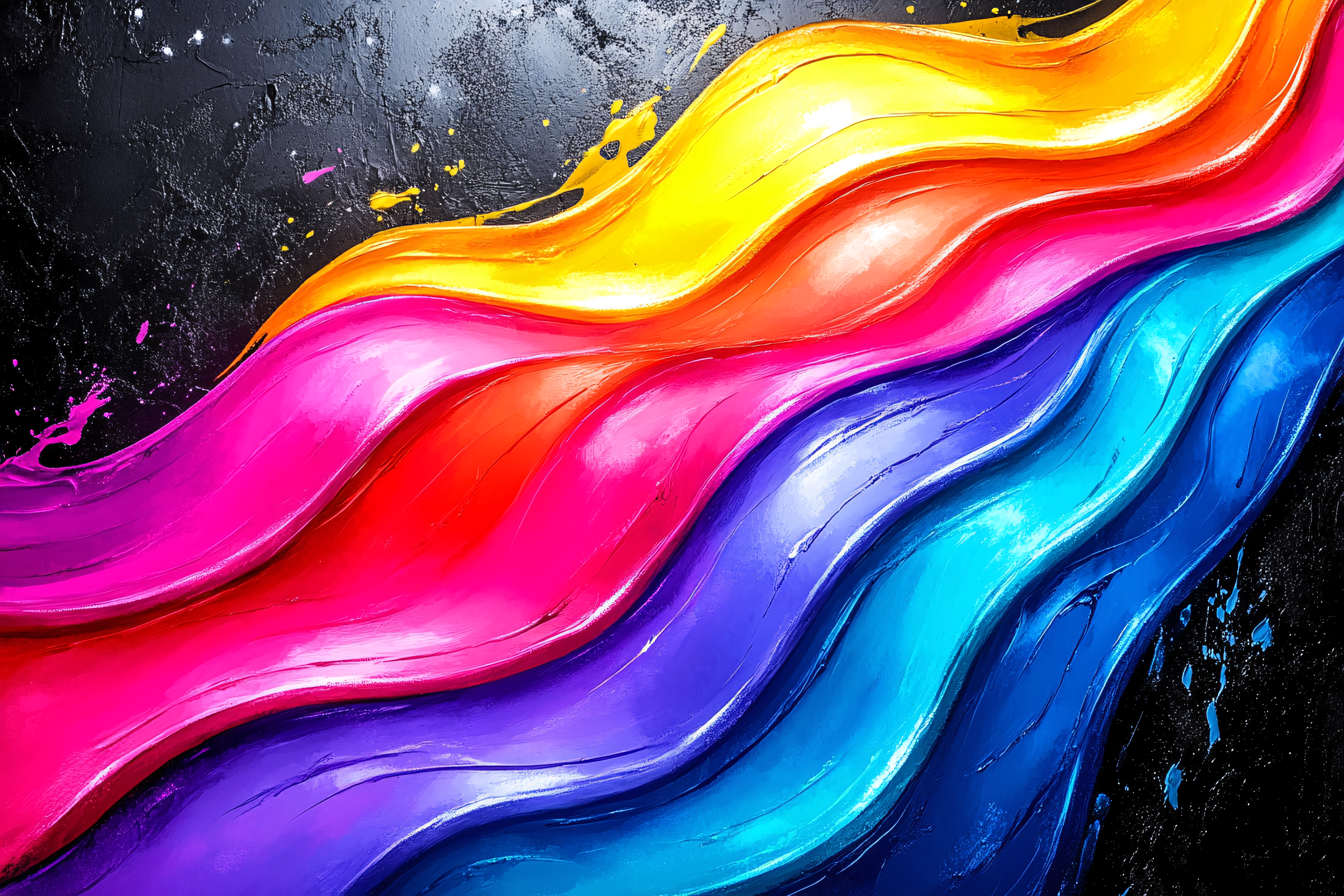 Colorful Paint Flow on Black Background
