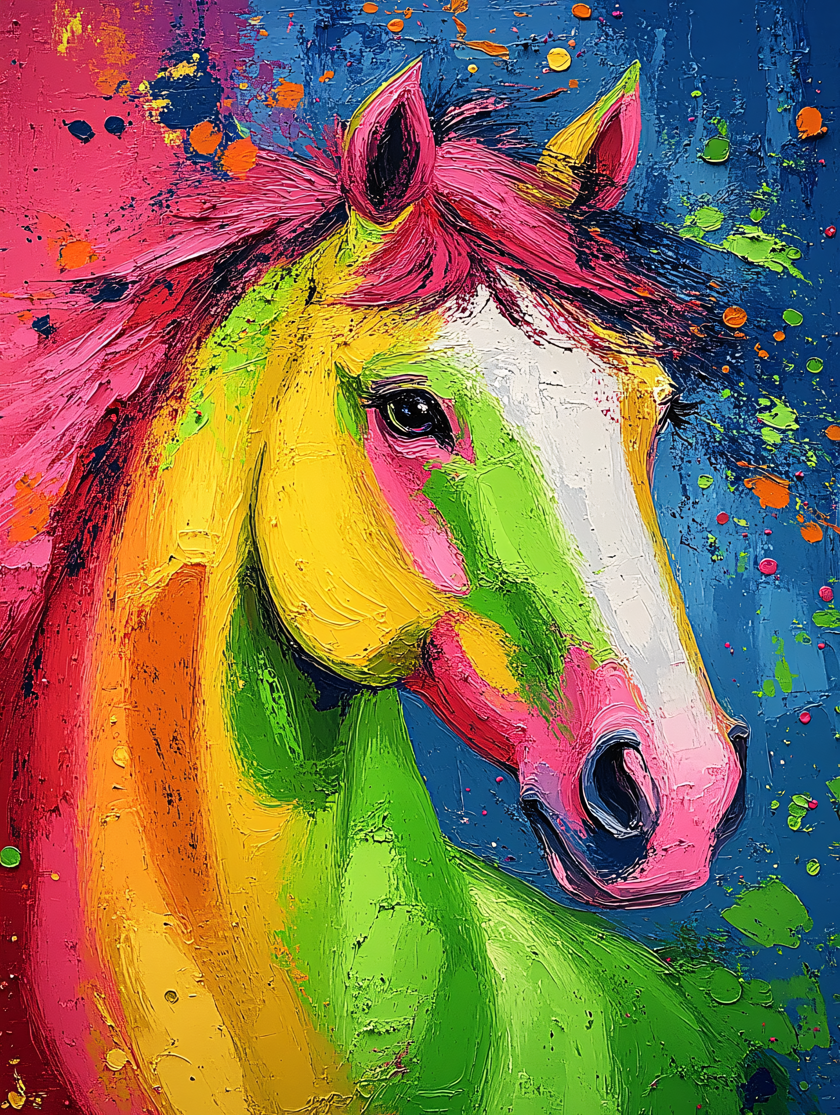 Colorful Painted Horse Head Portrait