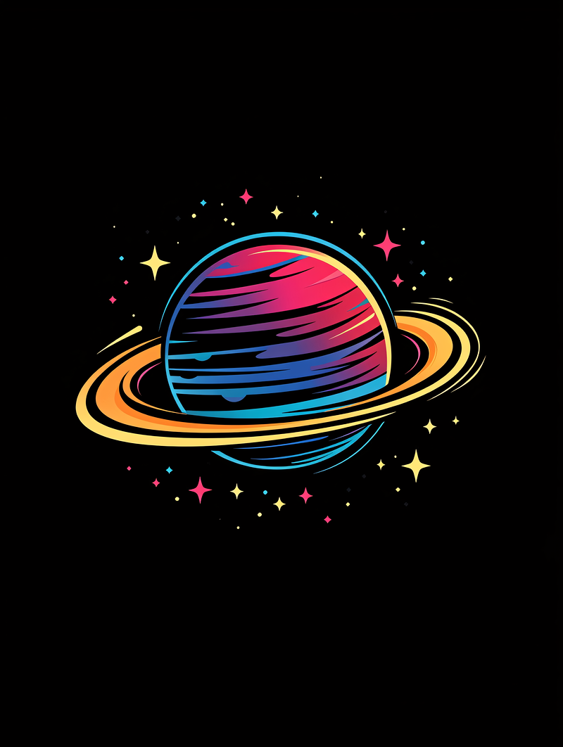Colorful Planet With Rings