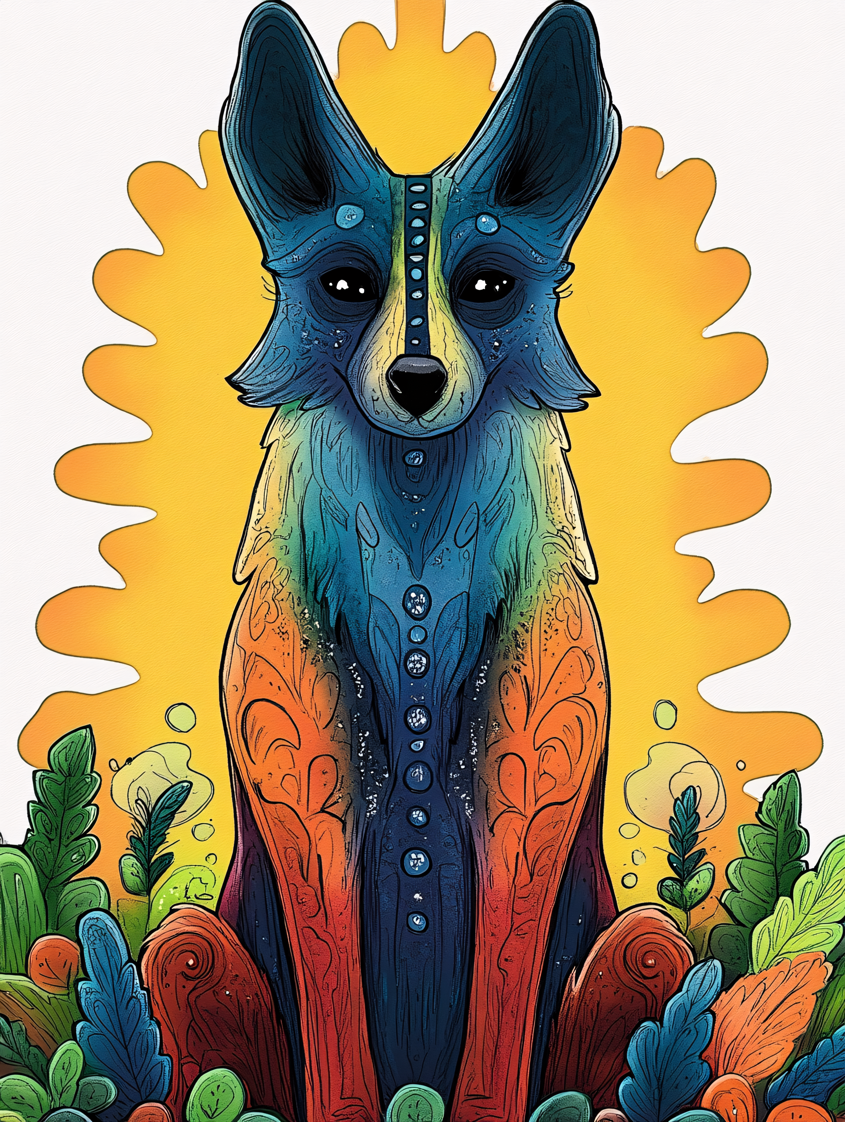 Colorful Psychedelic Dog Portrait