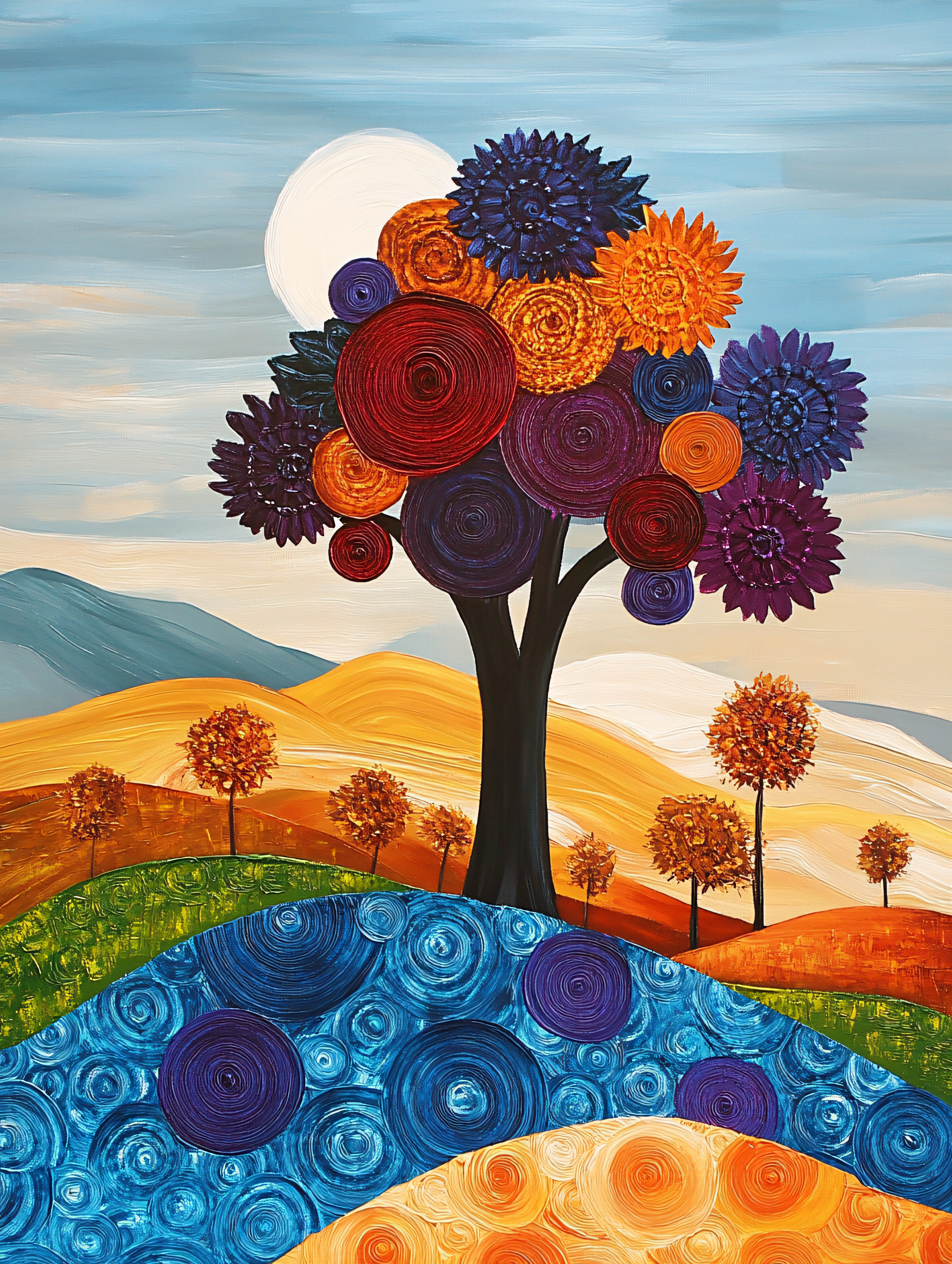Colorful Quilled Tree Landscape
