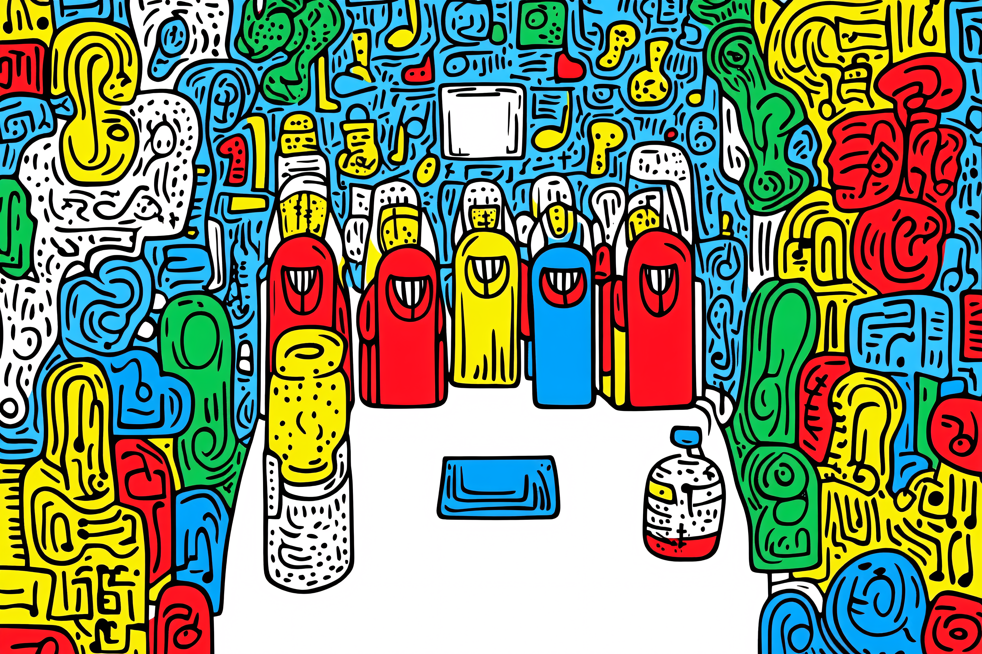 Colorful Quirky Characters Gathering