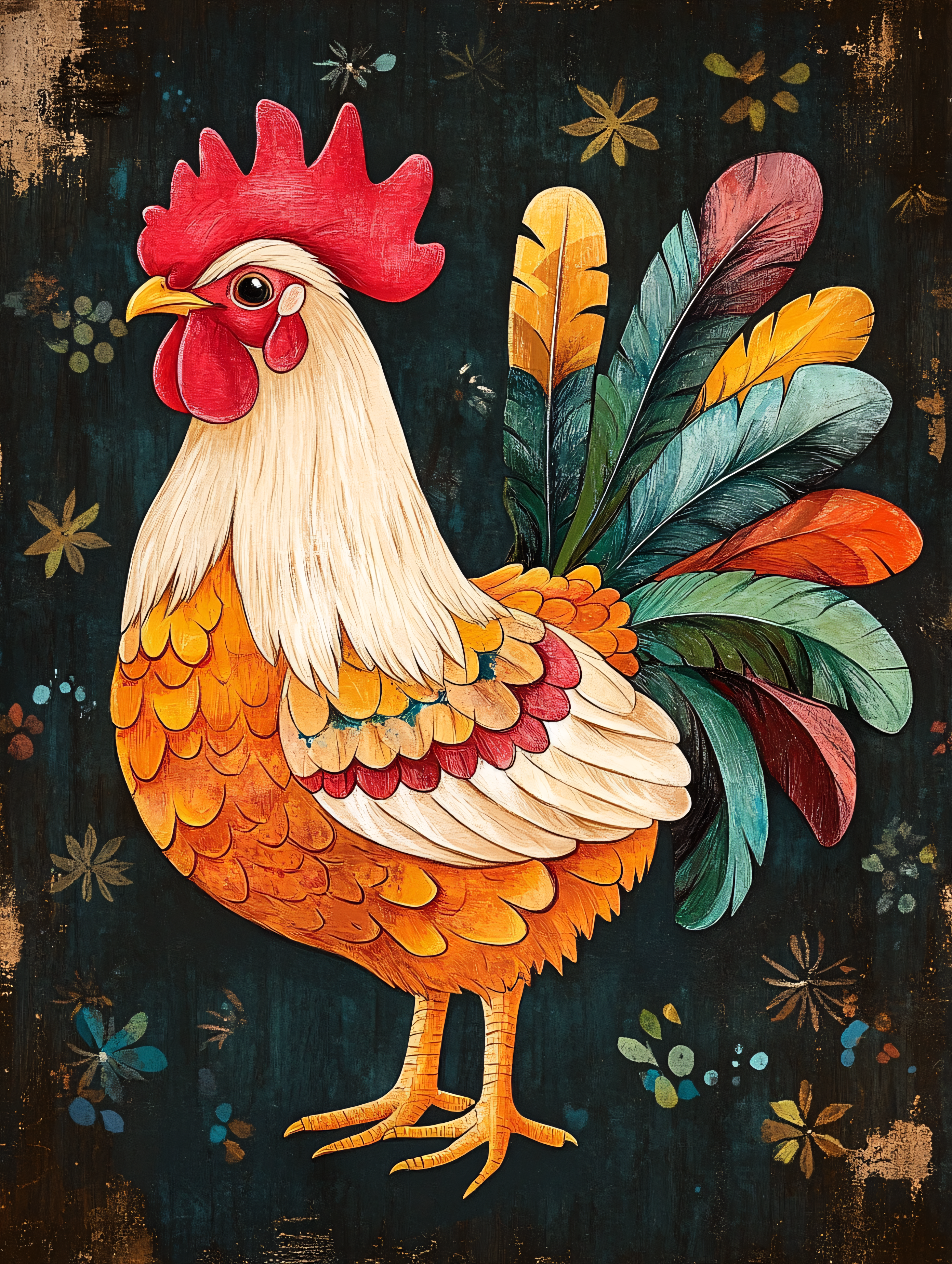 Colorful Rooster Illustration
