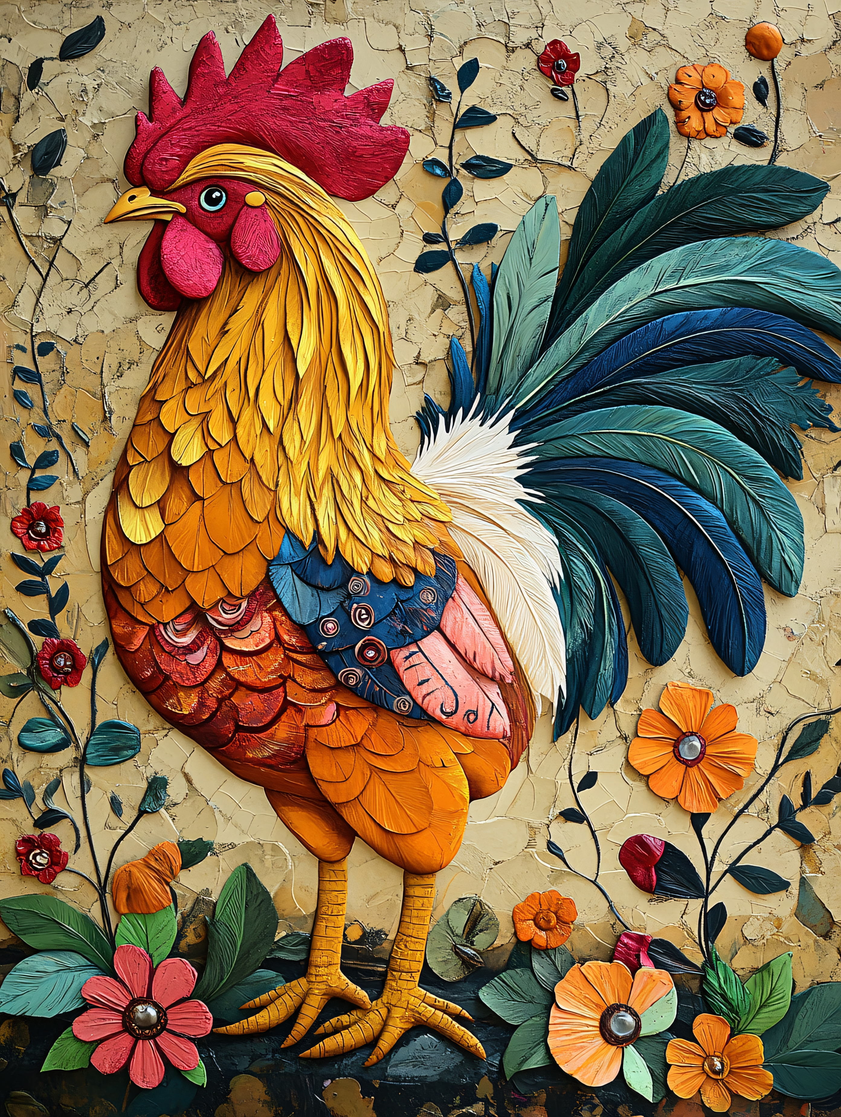 Colorful Rooster Illustration