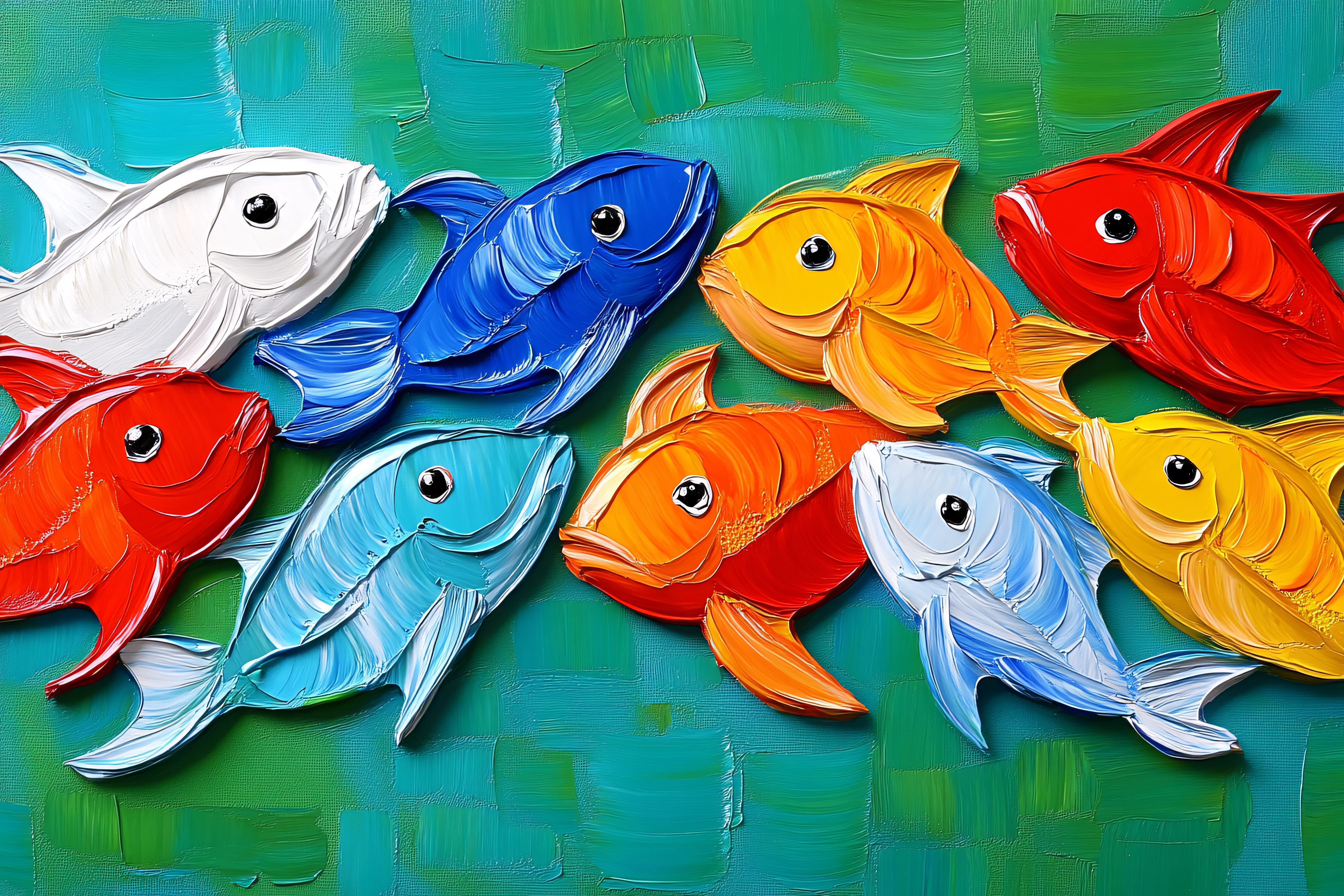 Colorful School of Fish Painting