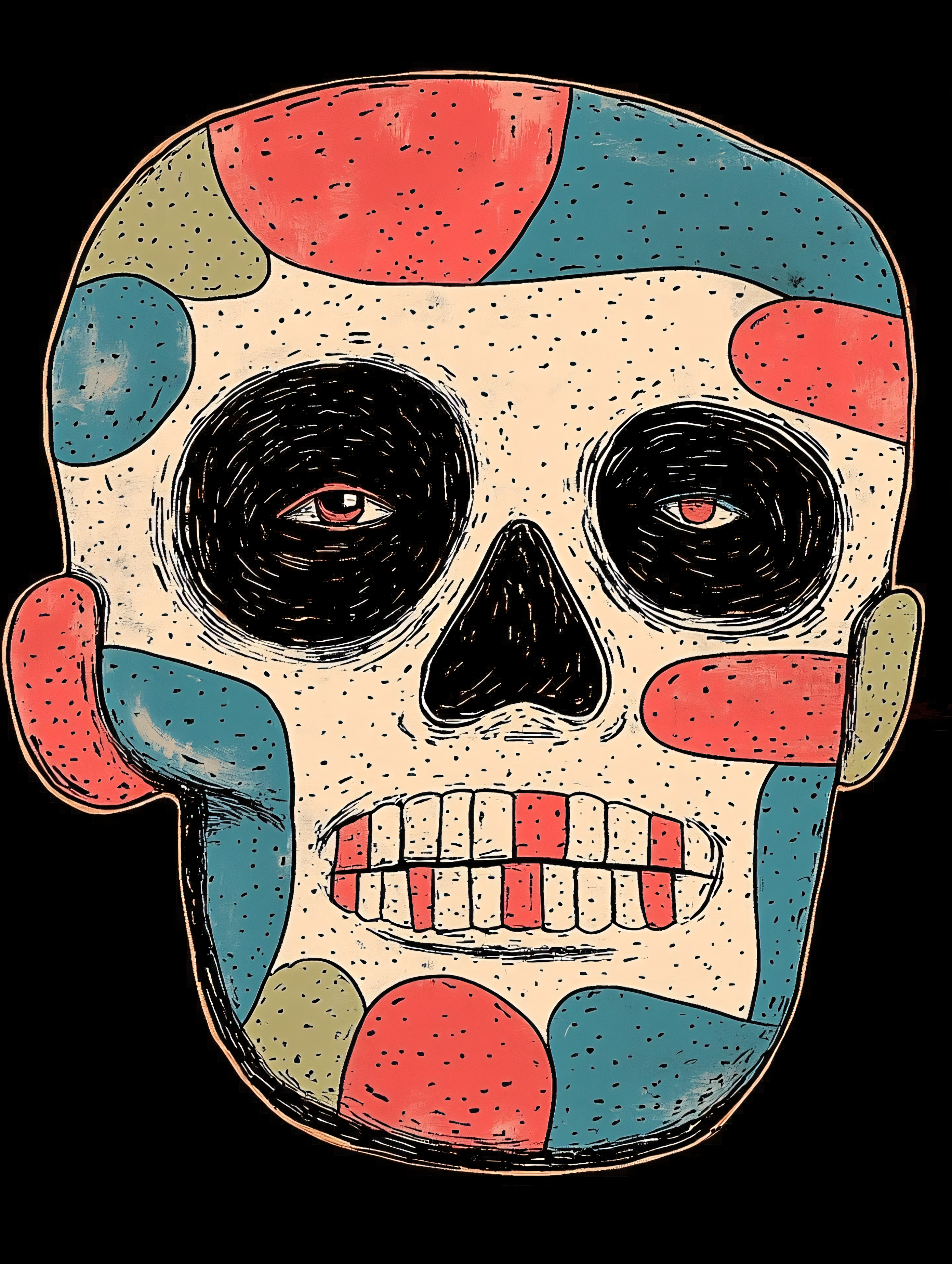 Colorful Skull with Abstract Patches