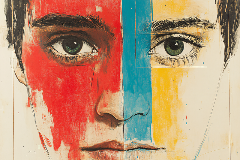 Colorful Split Face Portrait
