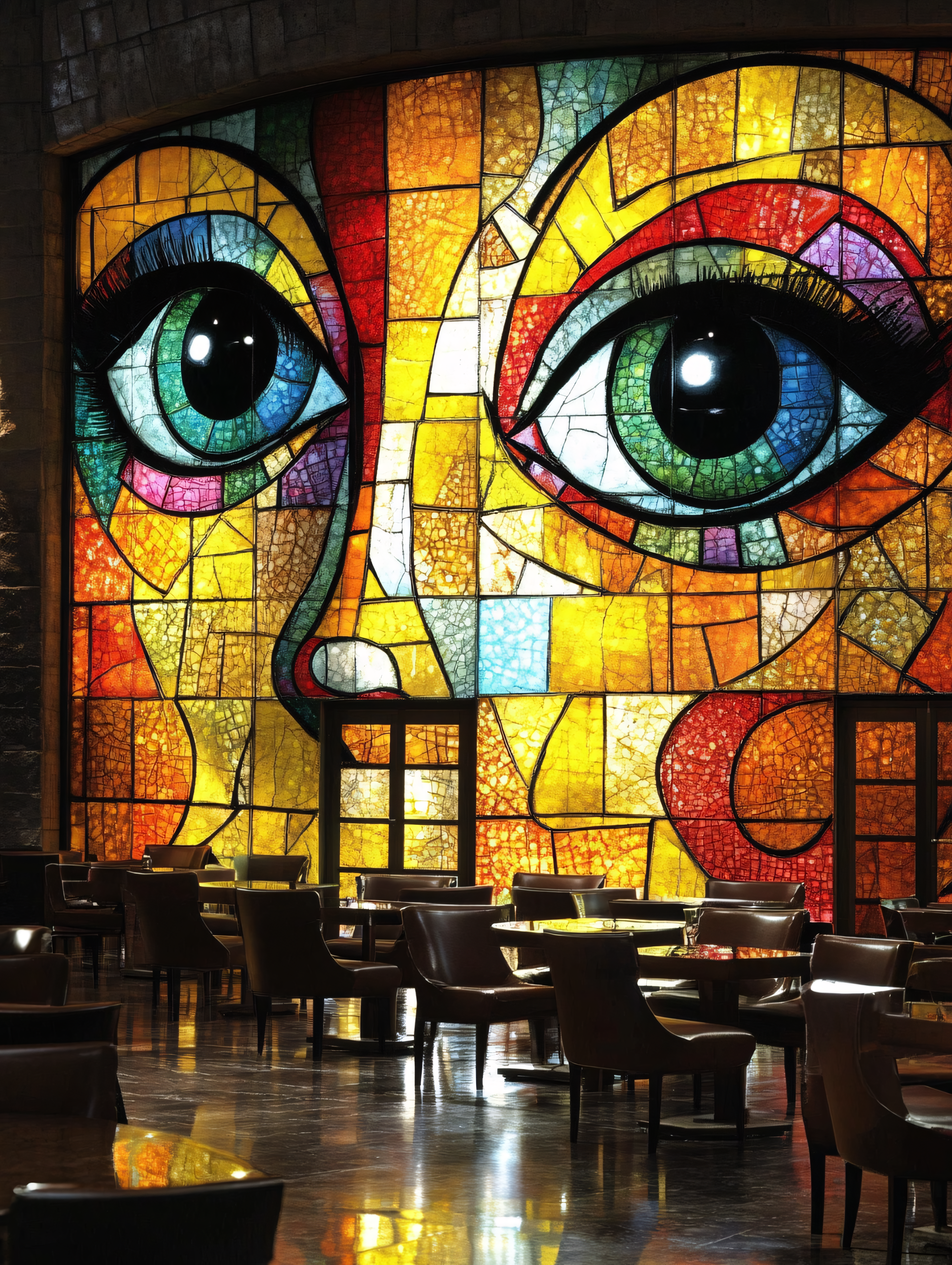 Colorful Stained Glass Face