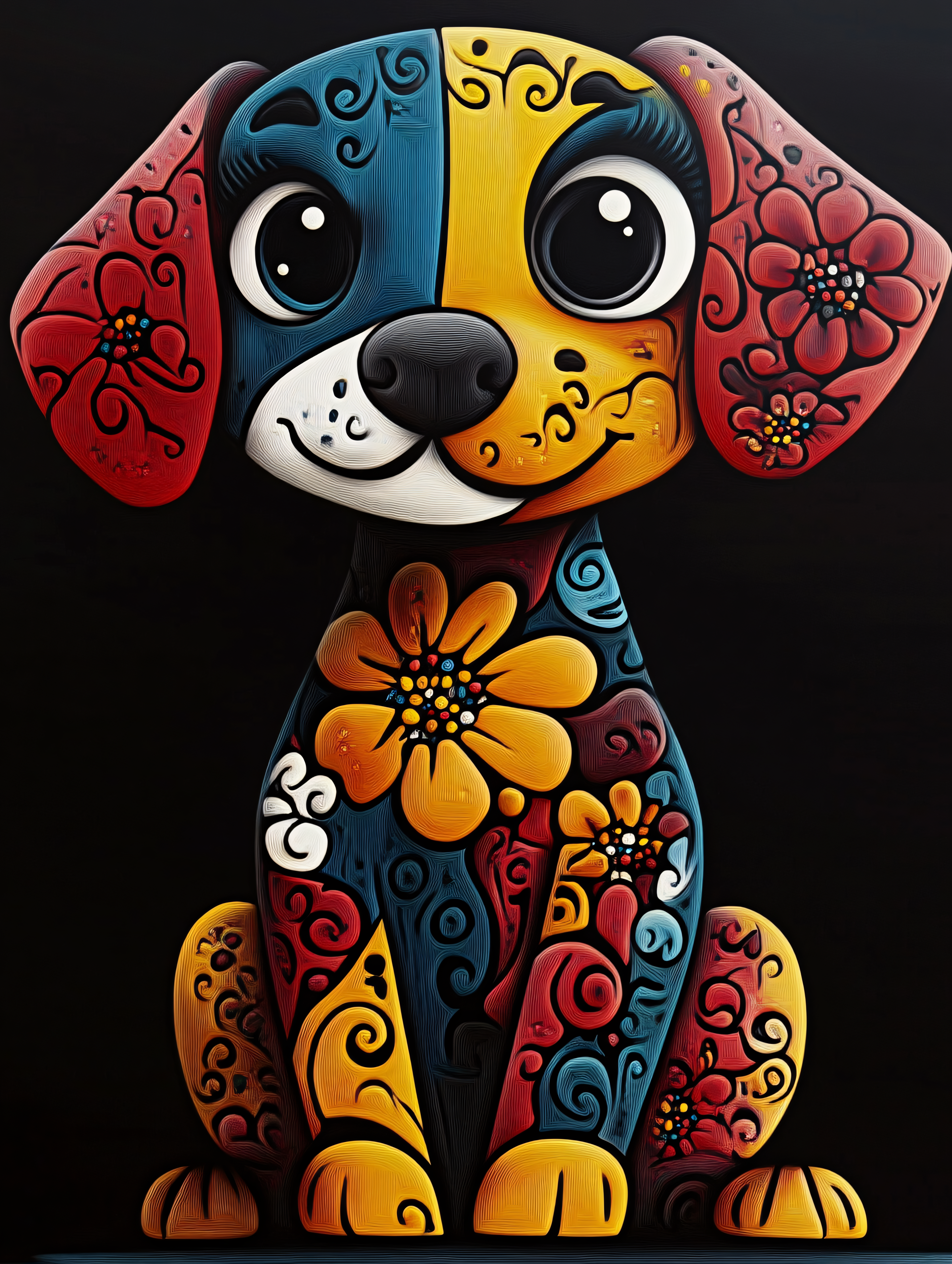 Colorful Sugar Skull Dog