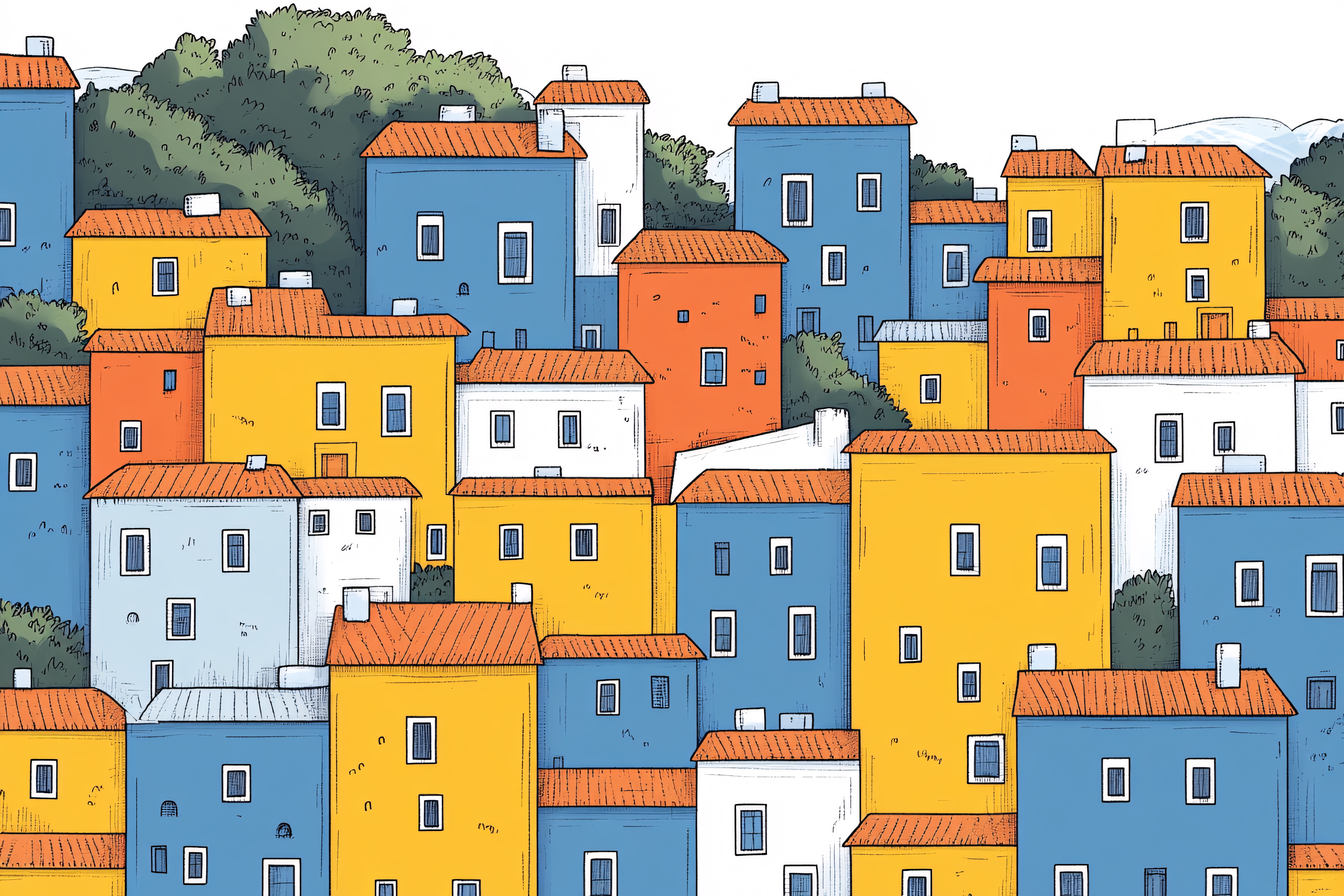 Colorful Townscape Illustration