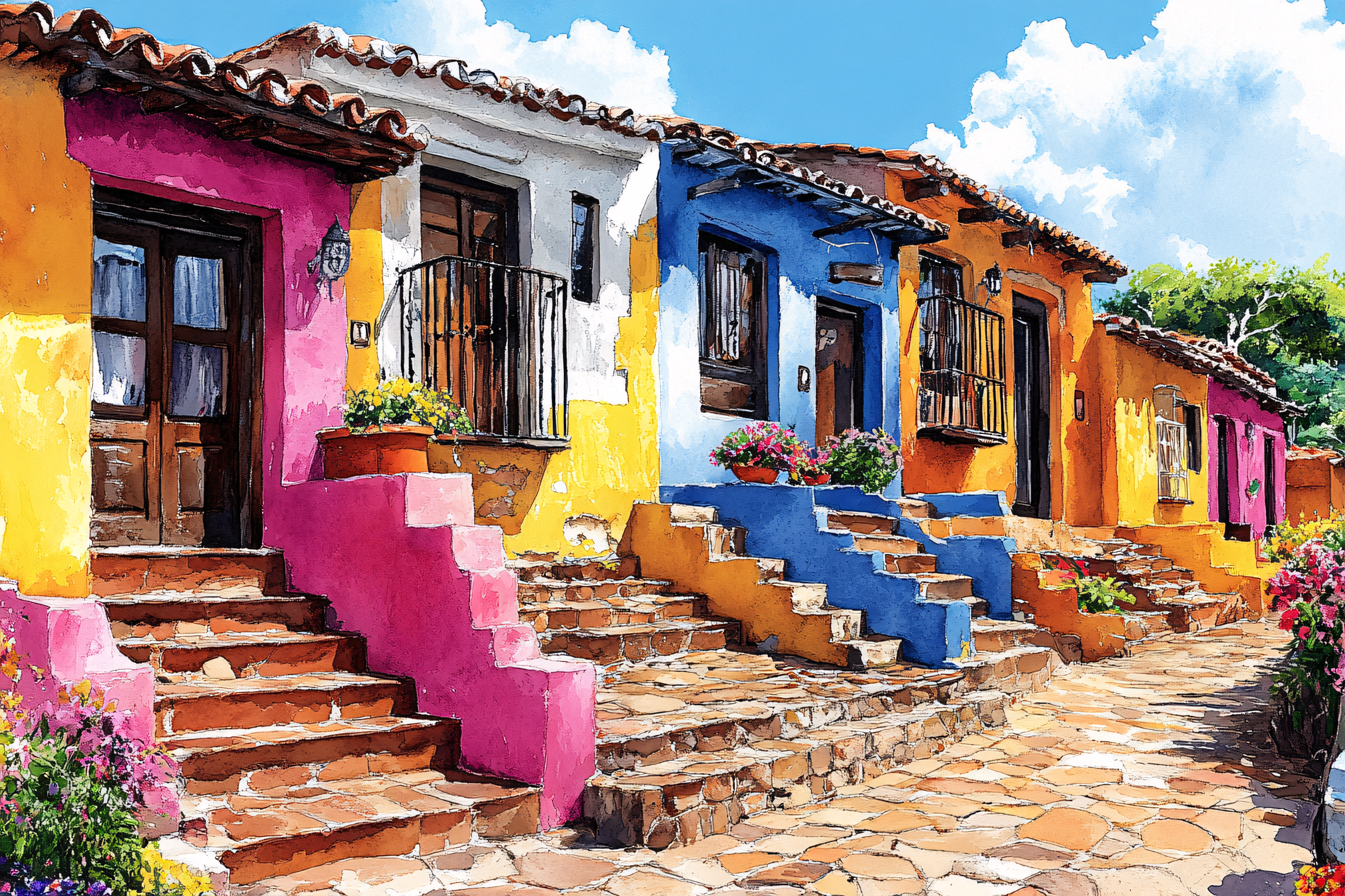 Colorful Village Houses