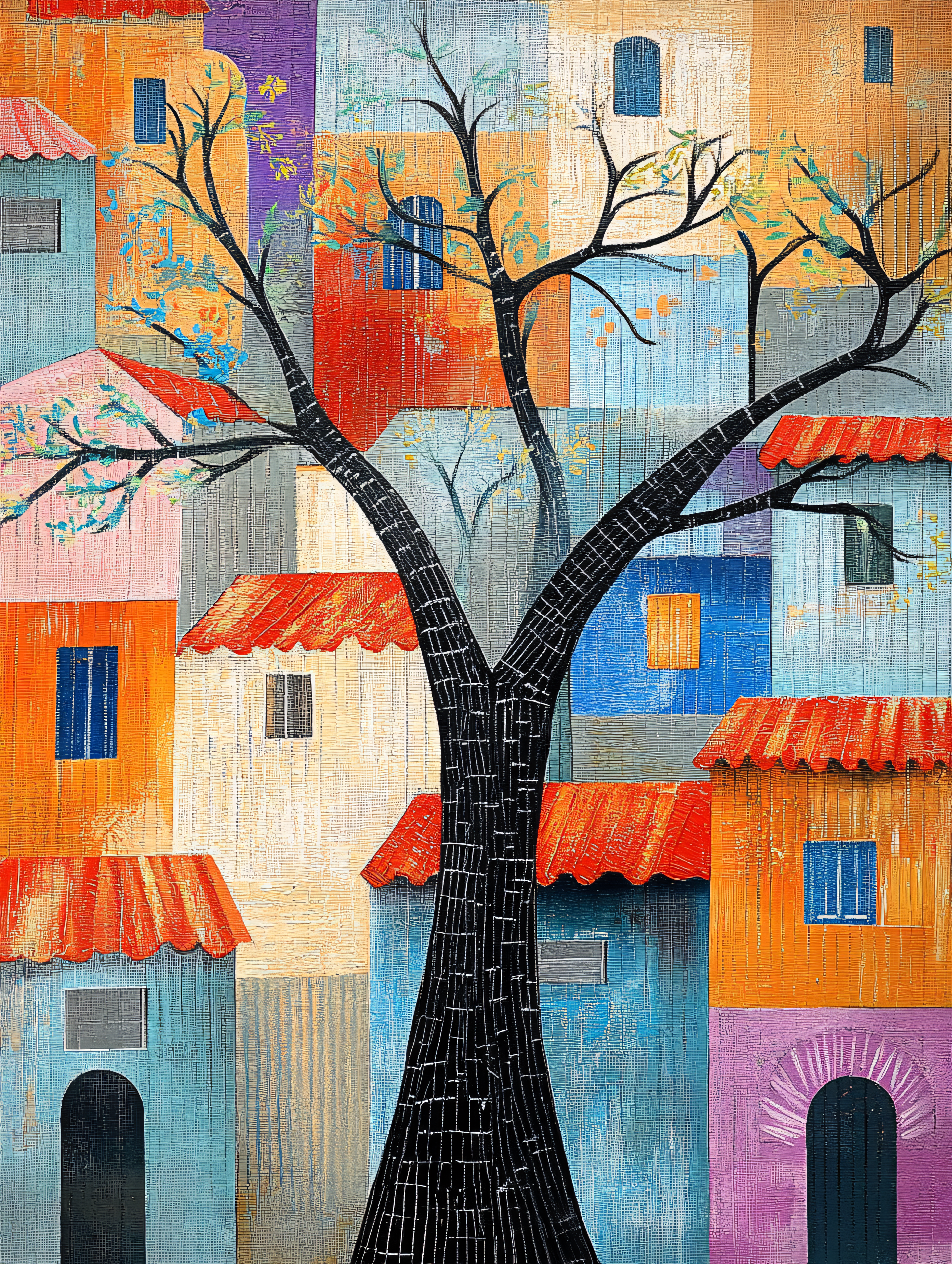 Colorful Village Painting