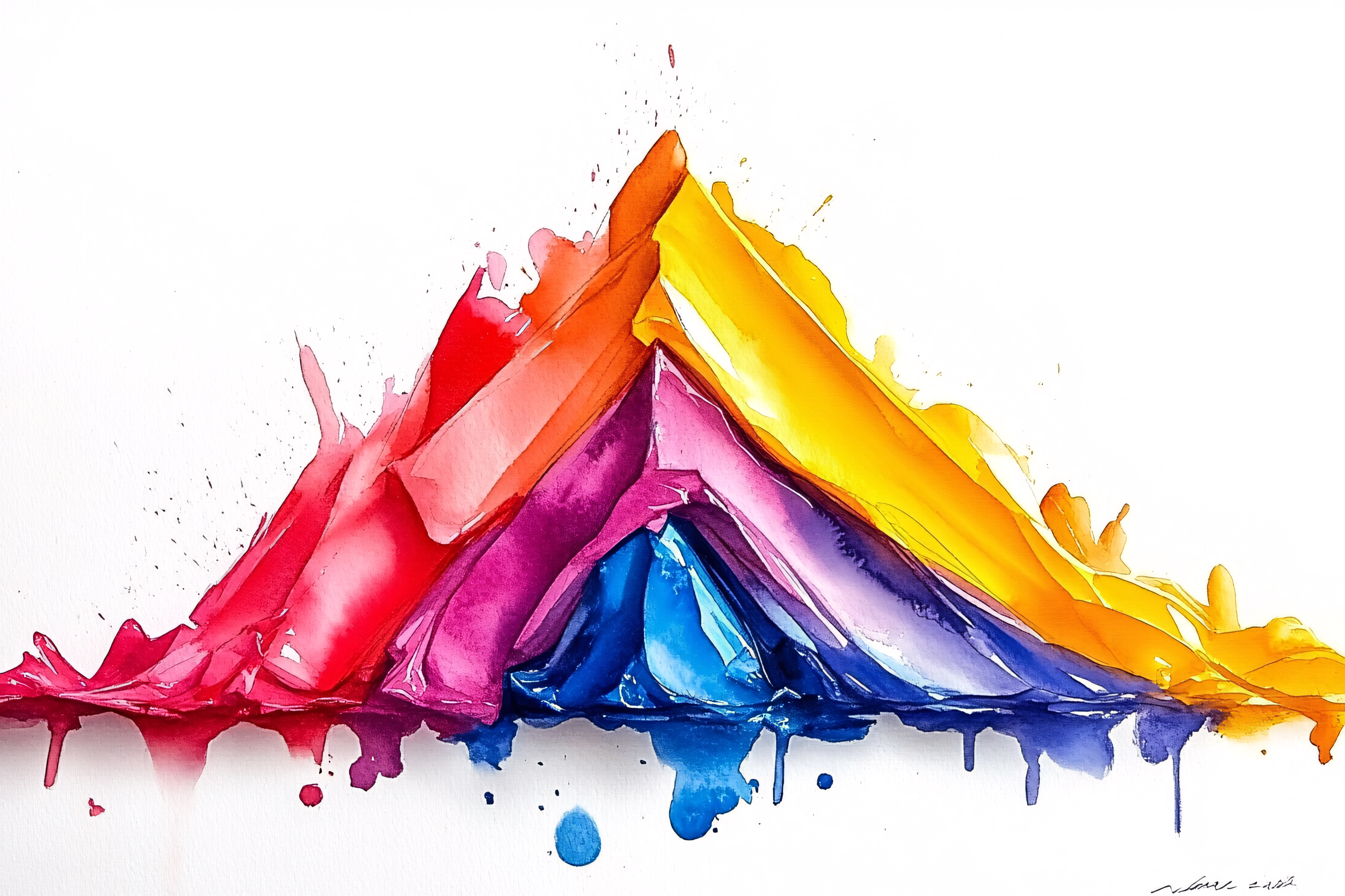 Colorful Watercolor Mountain
