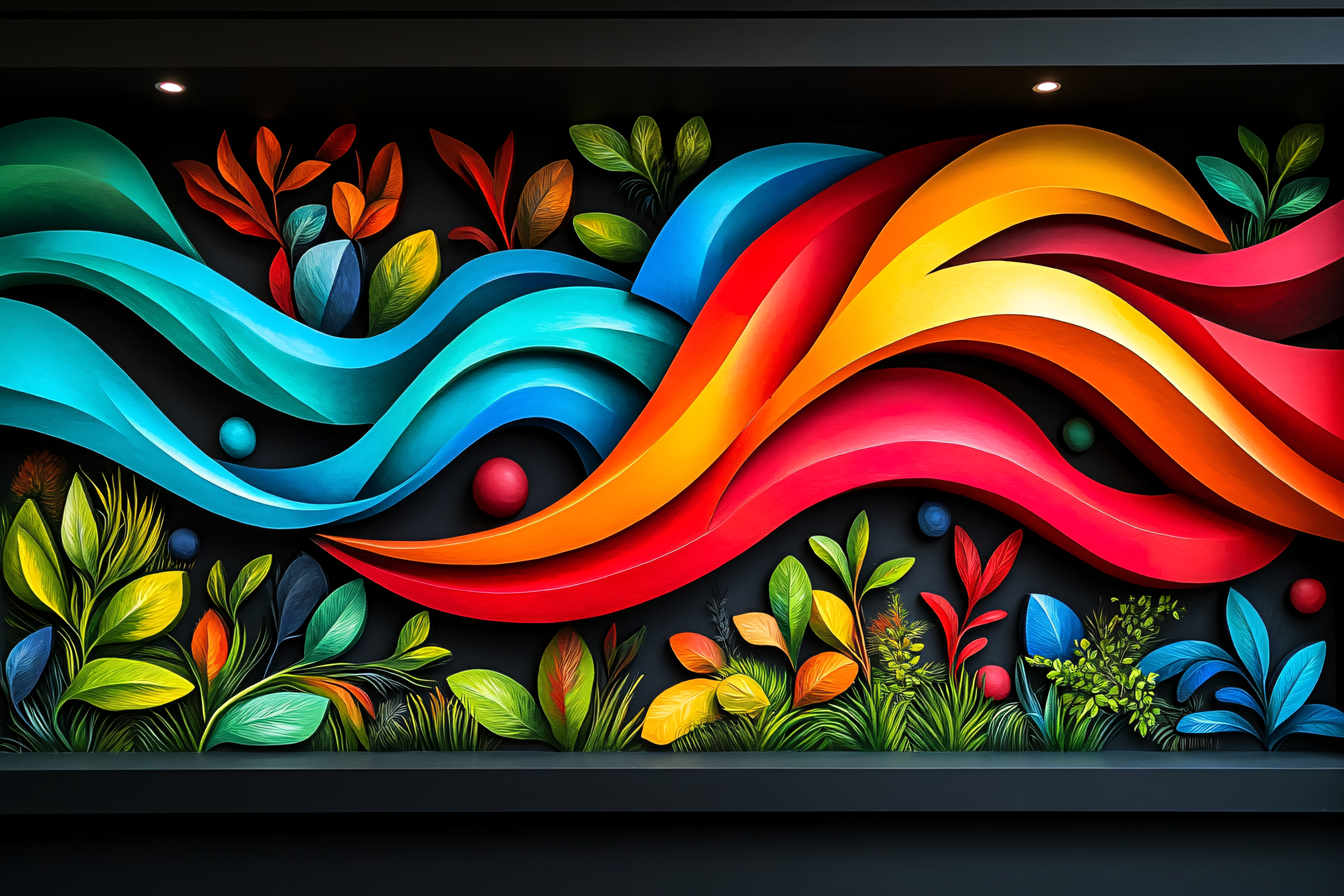 Colorful Wavy Floral Display