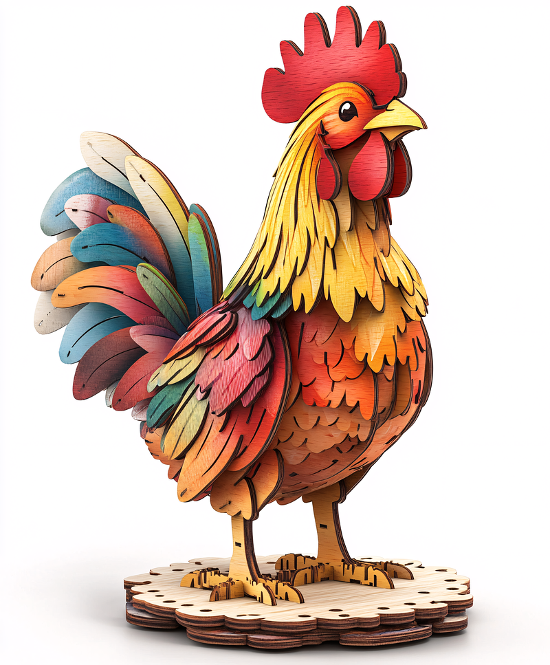 Colorful Wooden Rooster