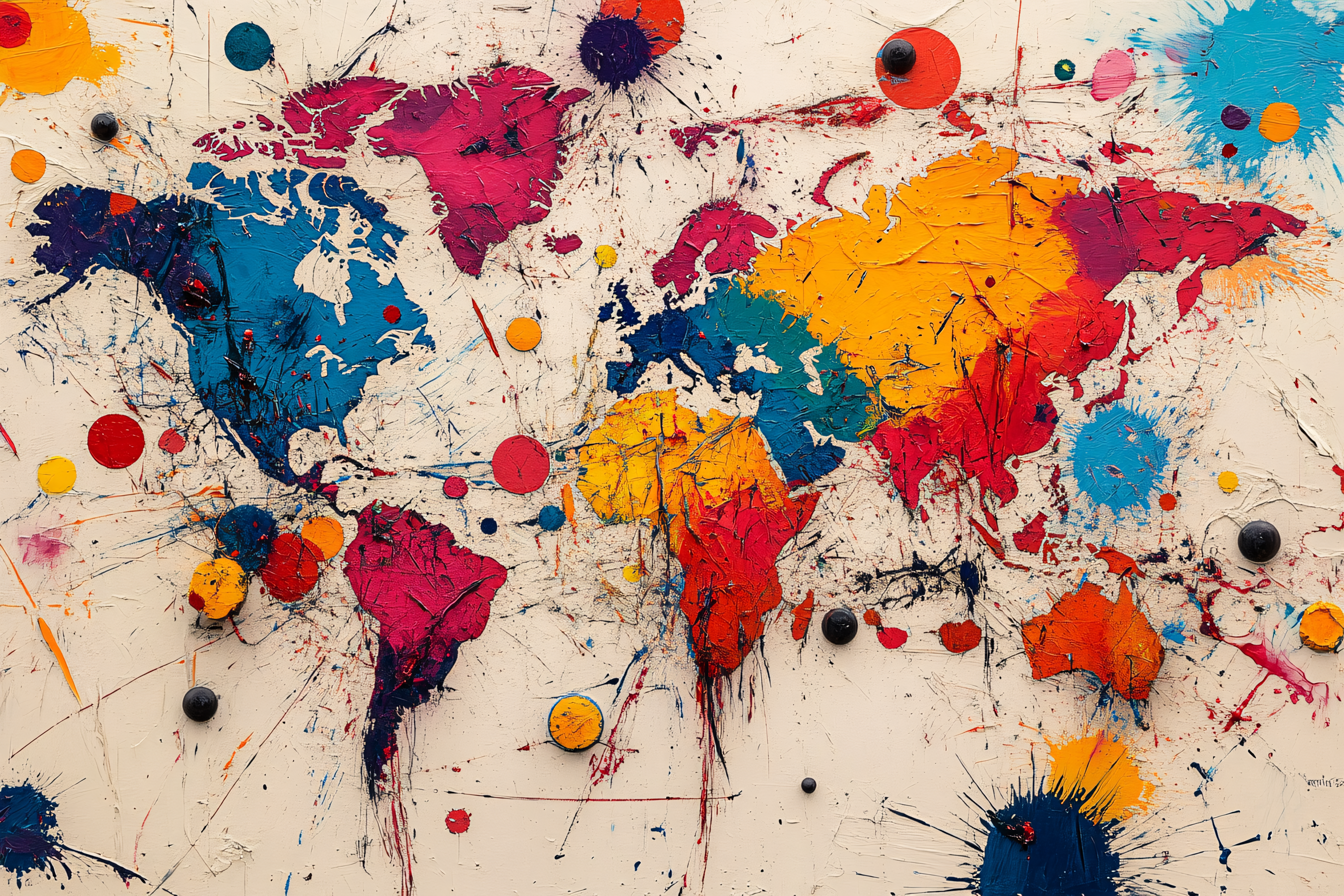 Colorful World Map Splatter Art
