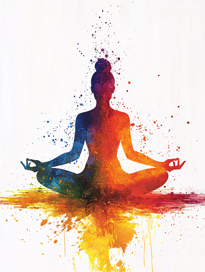 Colorful Yoga Pose Silhouette
