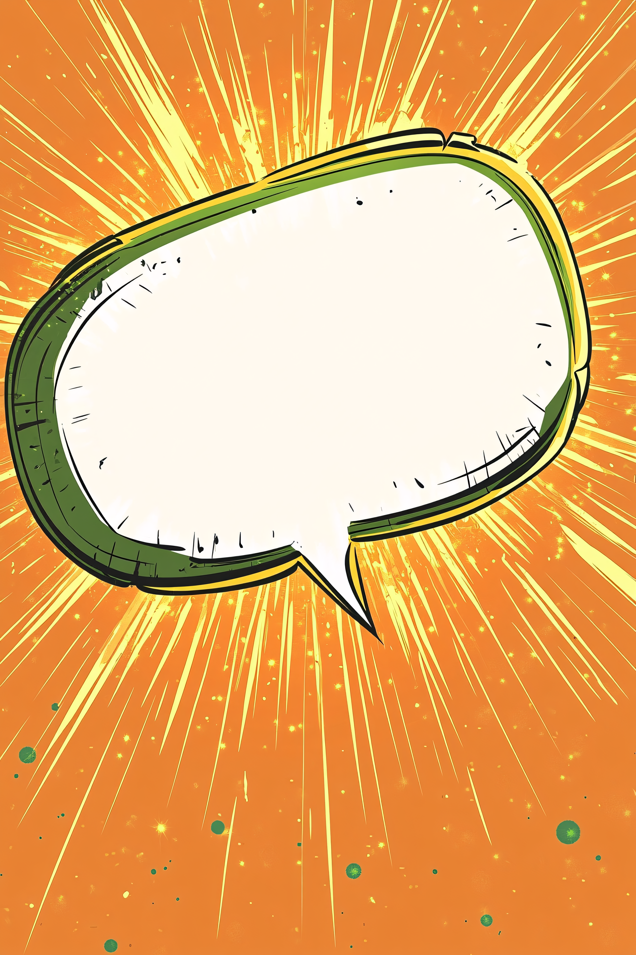 Comic Speech Bubble on Orange Burst Background