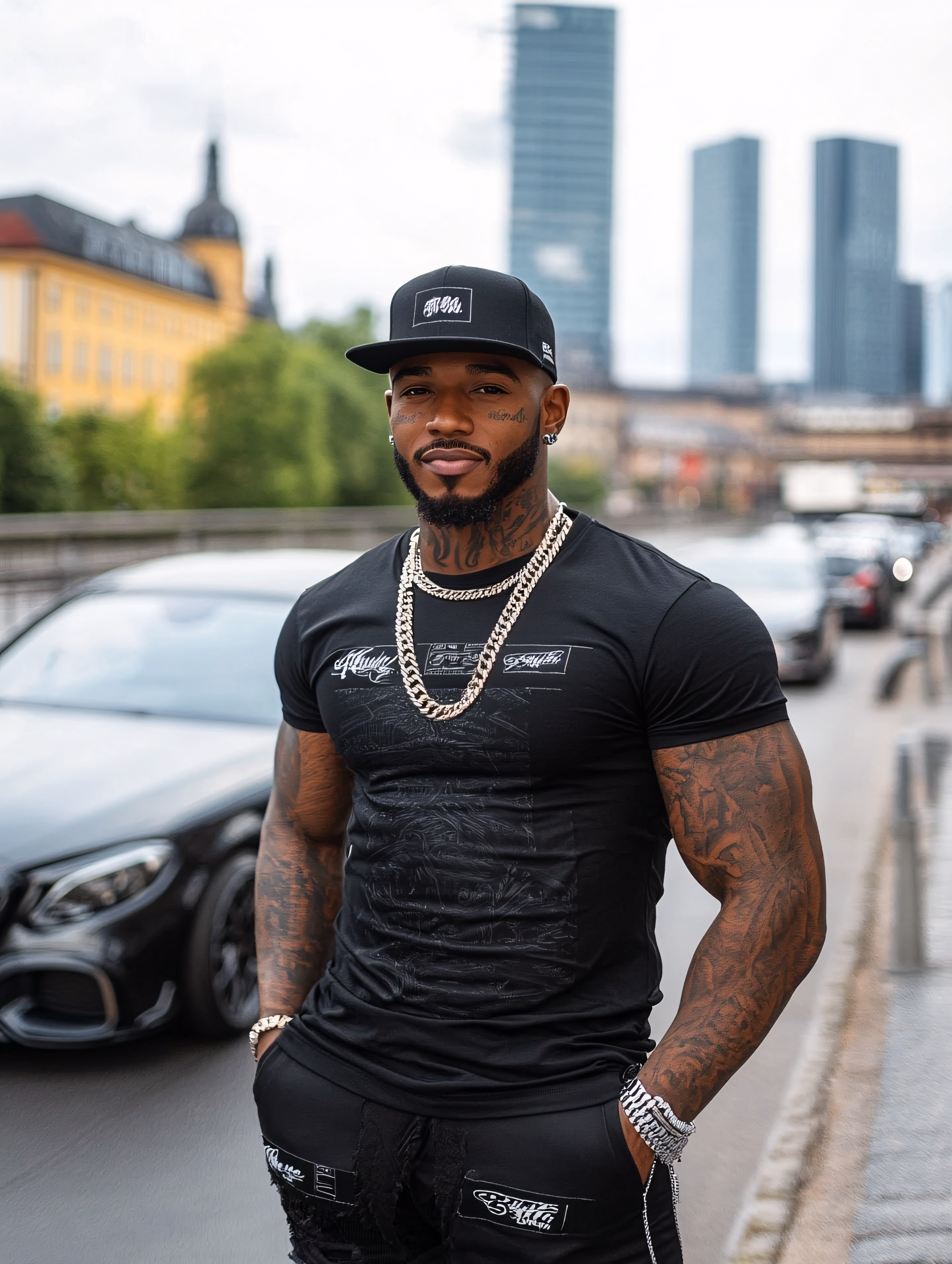 Confident Man Poses in Urban Setting