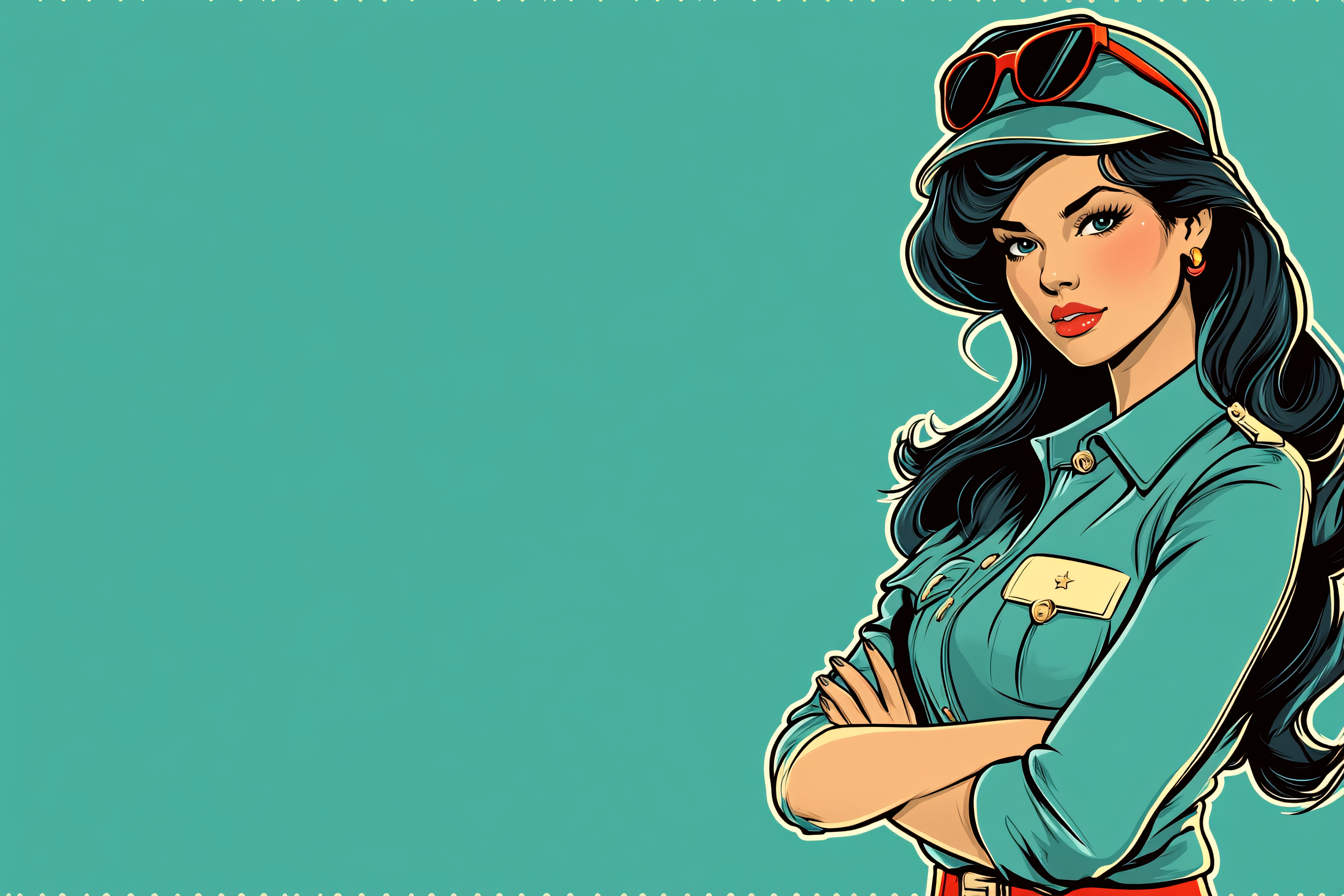 Confident Woman In Green Uniform