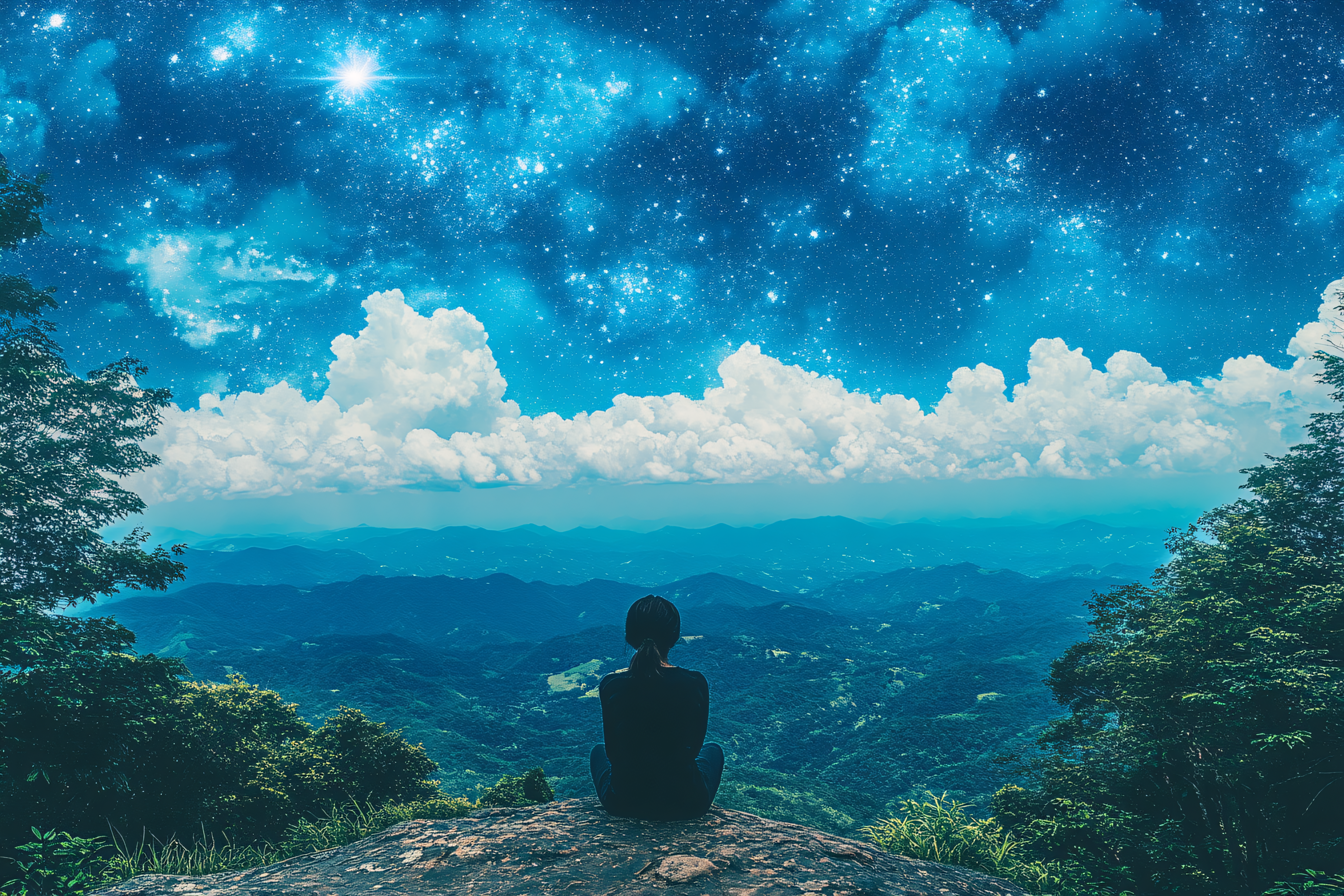 Contemplation Among Celestial Skies