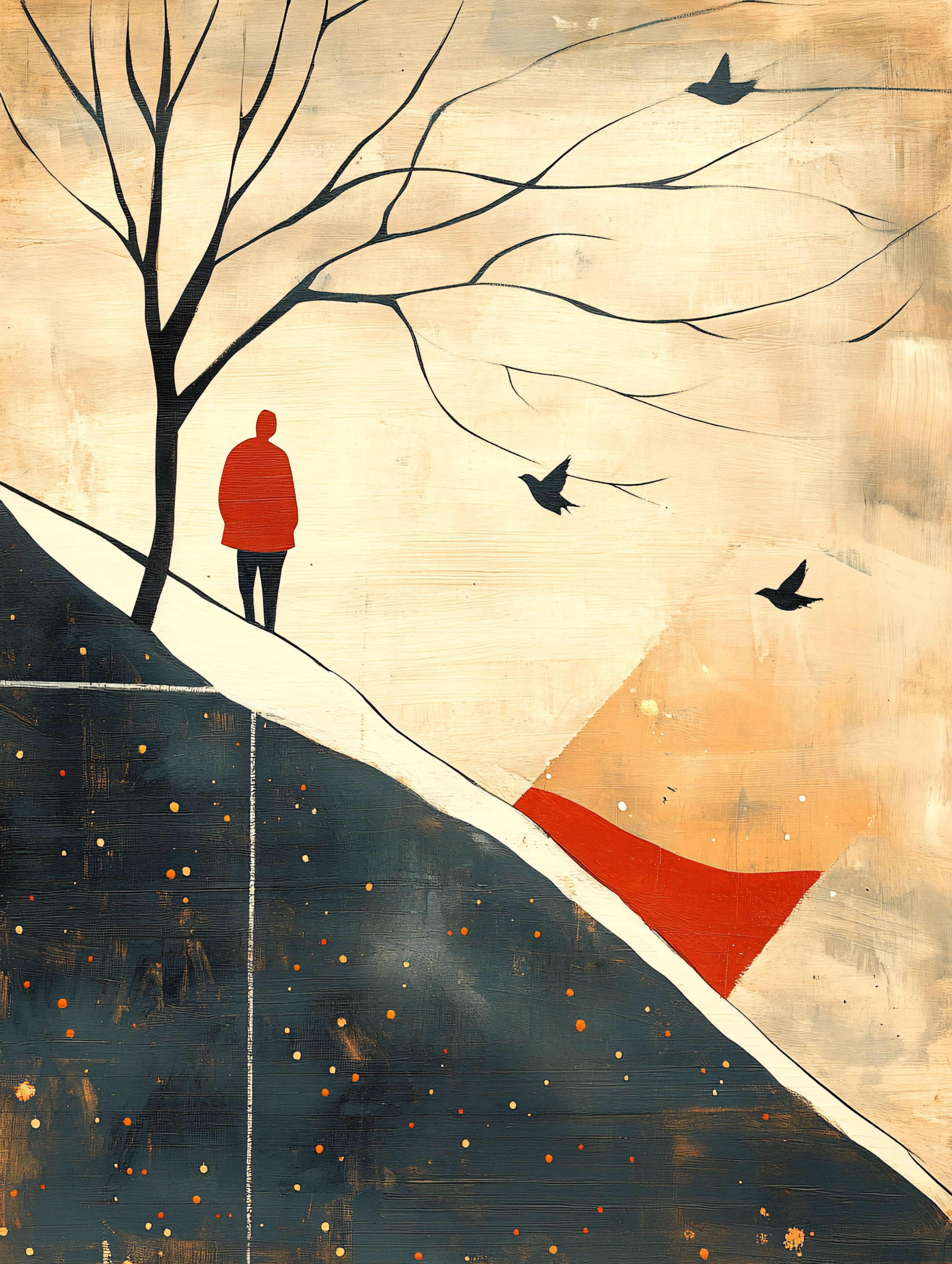 Contemplation Under Winter Tree
